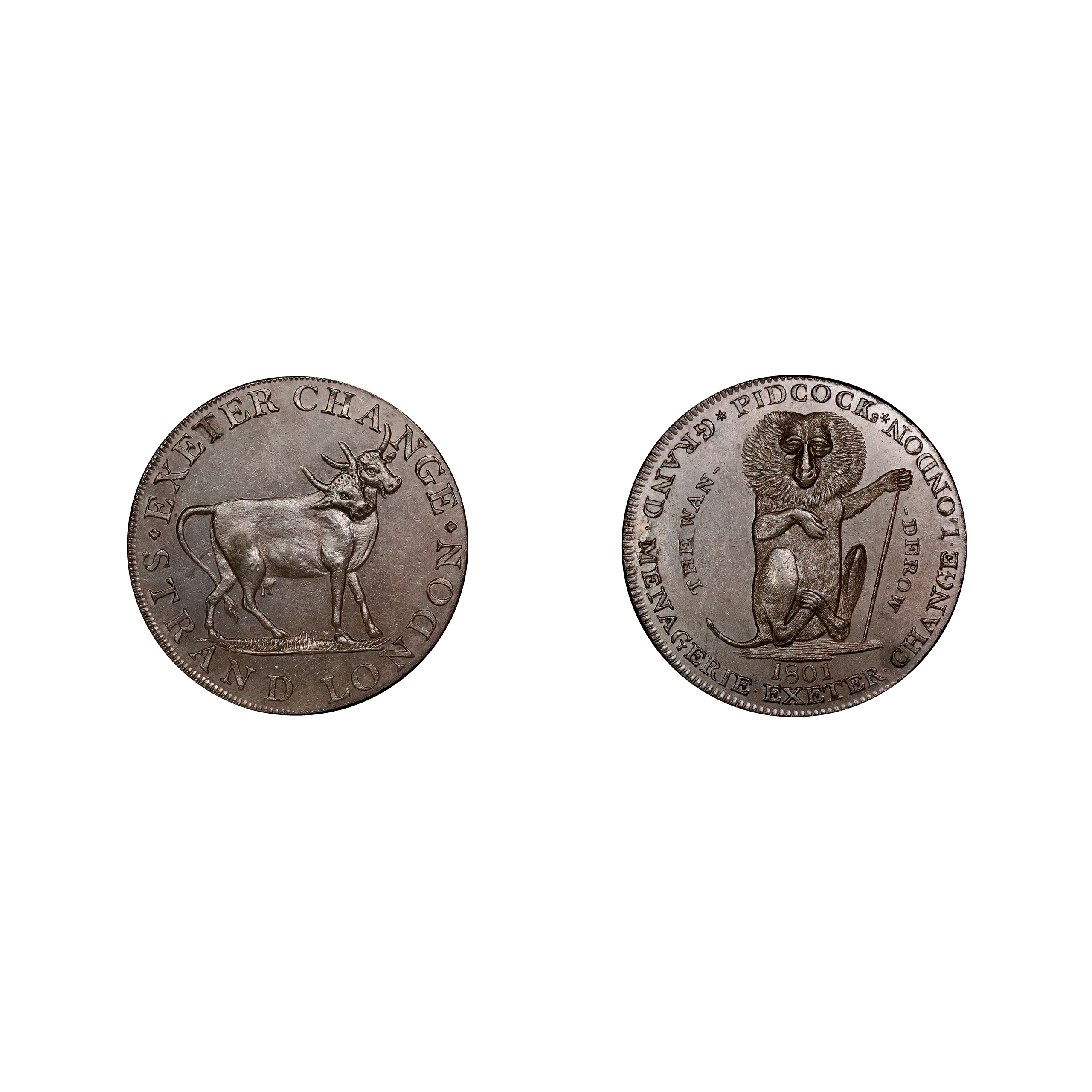 LOT 106 Middlesex Pidcock Copper Halfpenny DH 453, Scarce