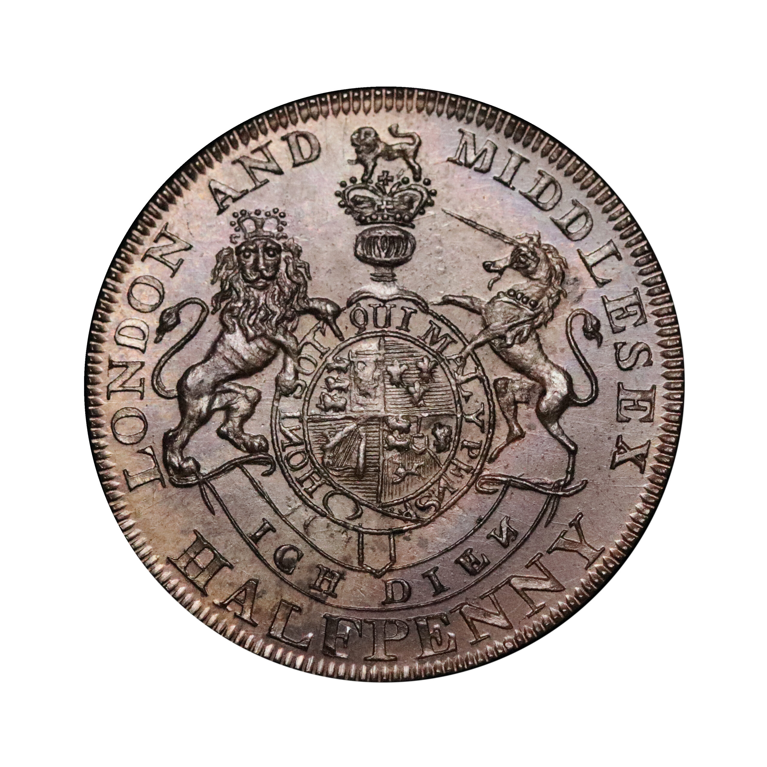 LOT 107 Middlesex Pidcock Copper Halfpenny DH 455 - Image 3