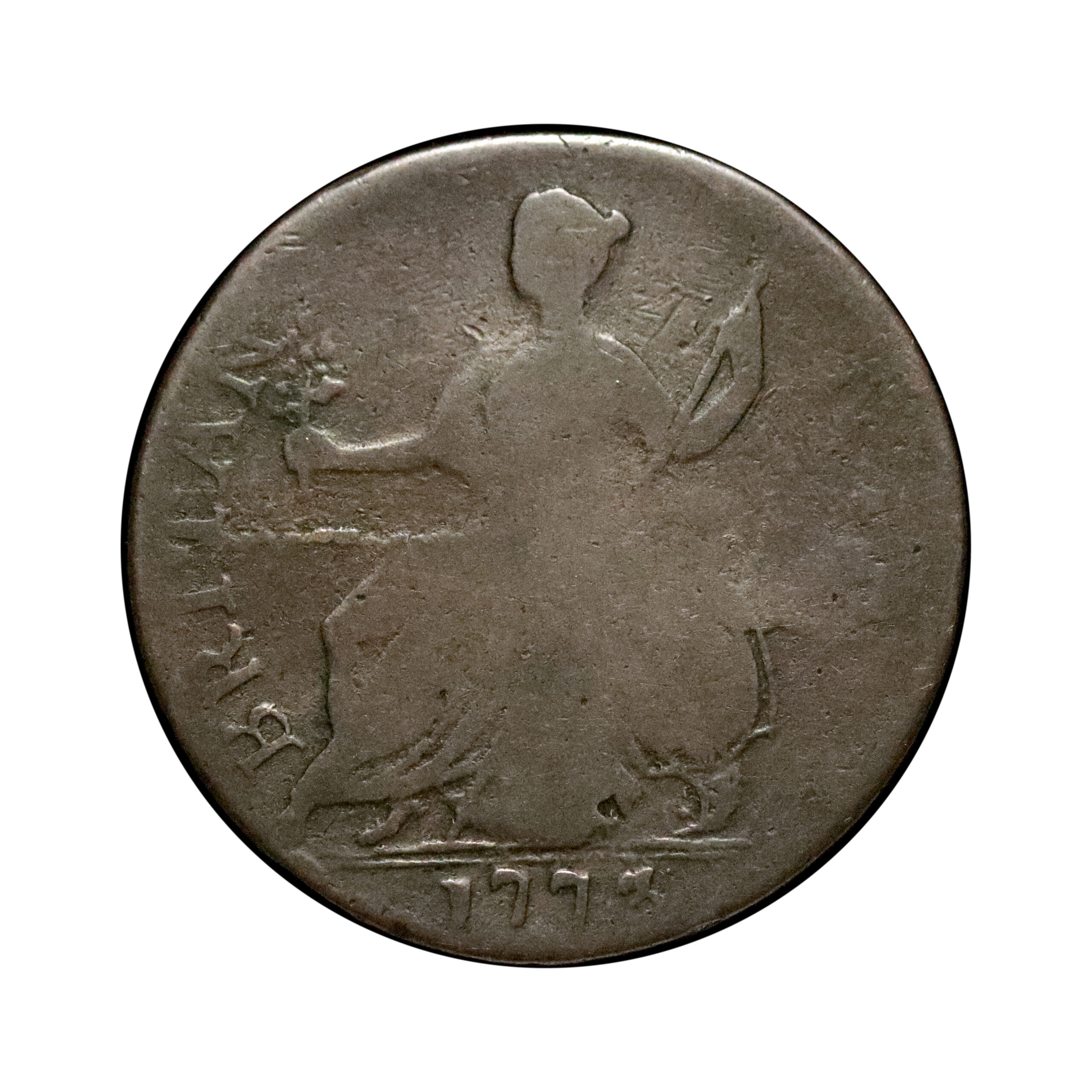 LOT 436 George III 1773 Copper Halfpenny, Boyish George - Image 3