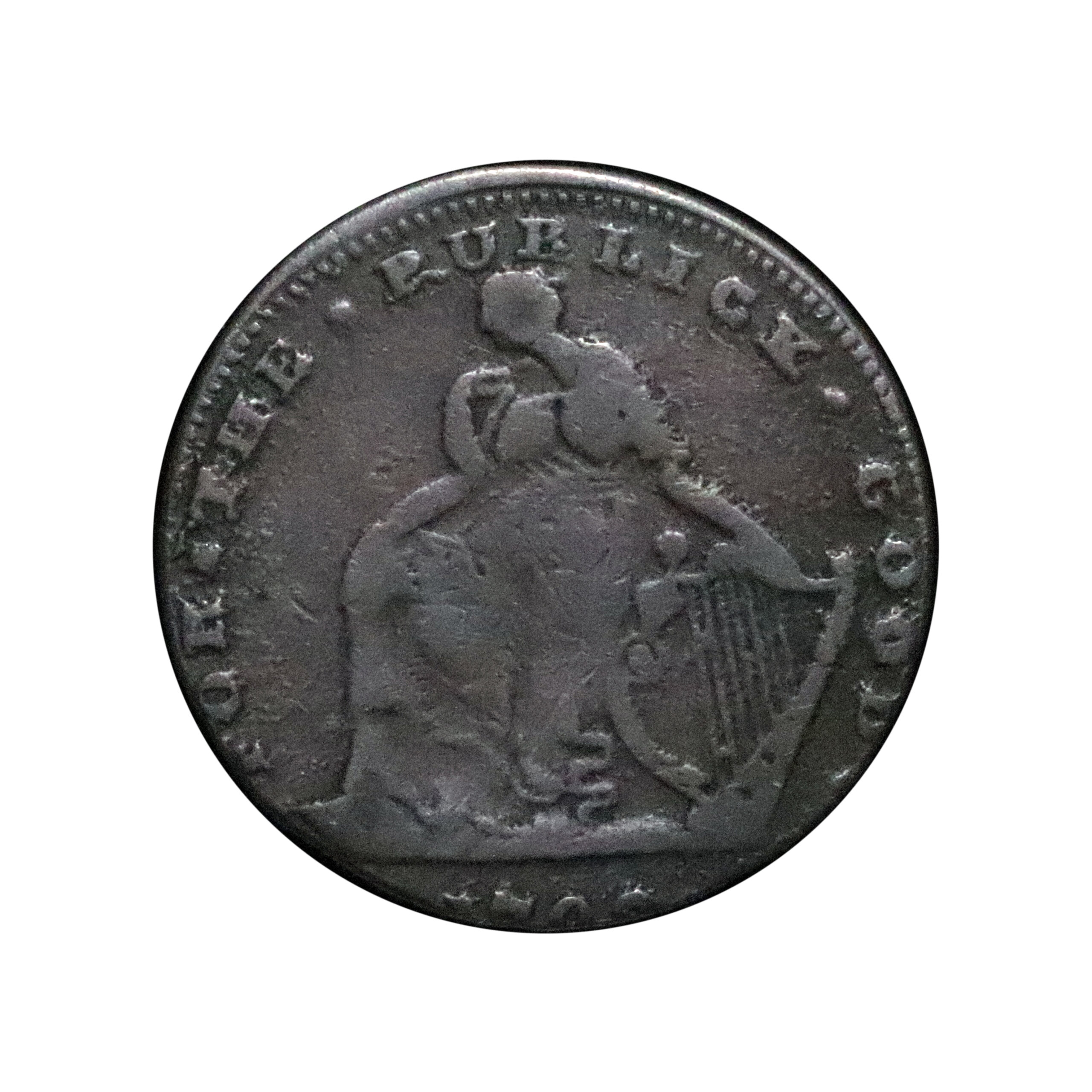 LOT 201 Drogheda Copper Halfpenny DH 1, Rare LAST DRUID