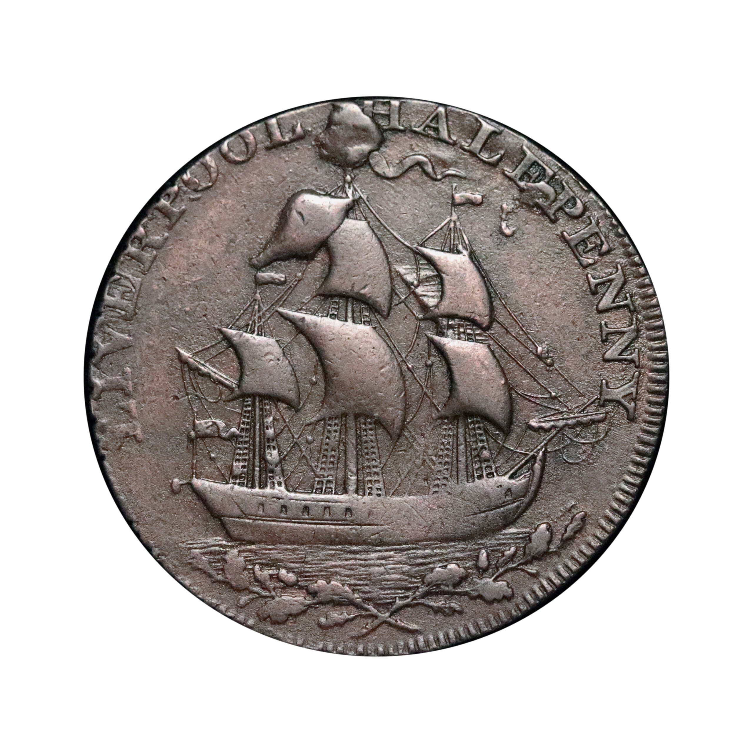 LOT 569 Lancashire Liverpool Washington Mule Halfpenny DH 116, Rare - Image 2