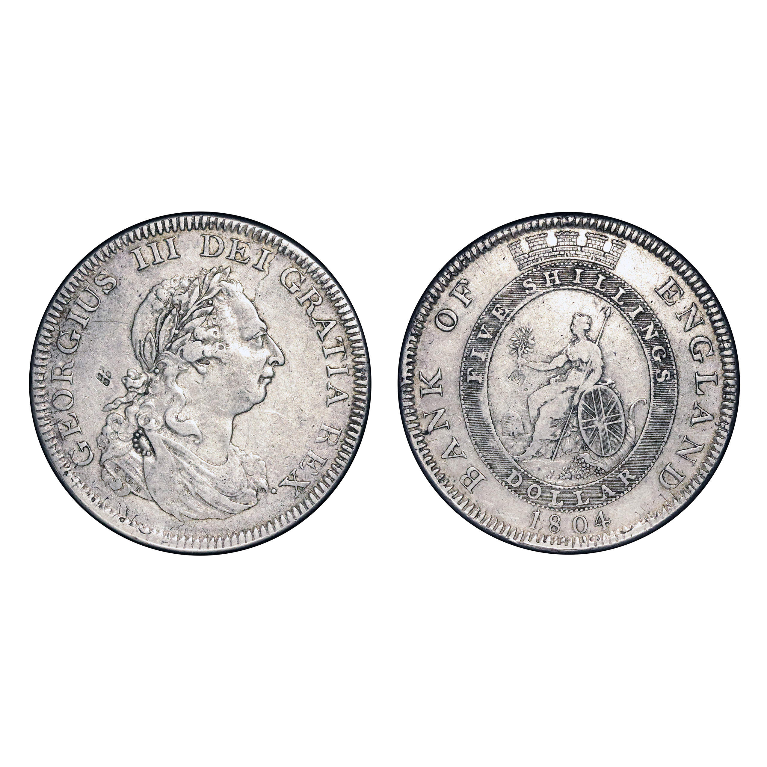 LOT 498 Bank of England 1804 Five Shillings, Overstruck and Countermarked