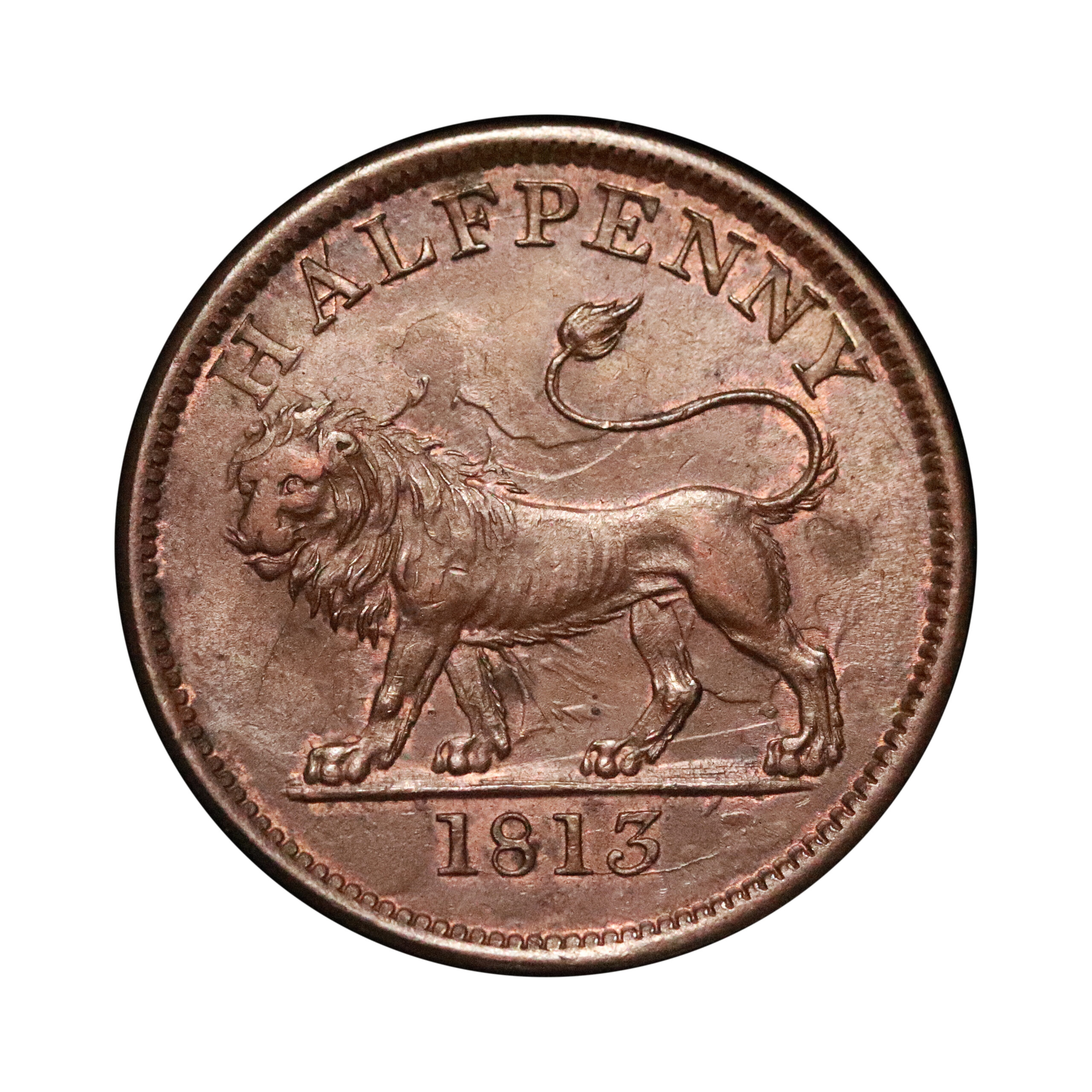LOT 473 British Copper Company Halfpenny W612, die-clash - Image 2