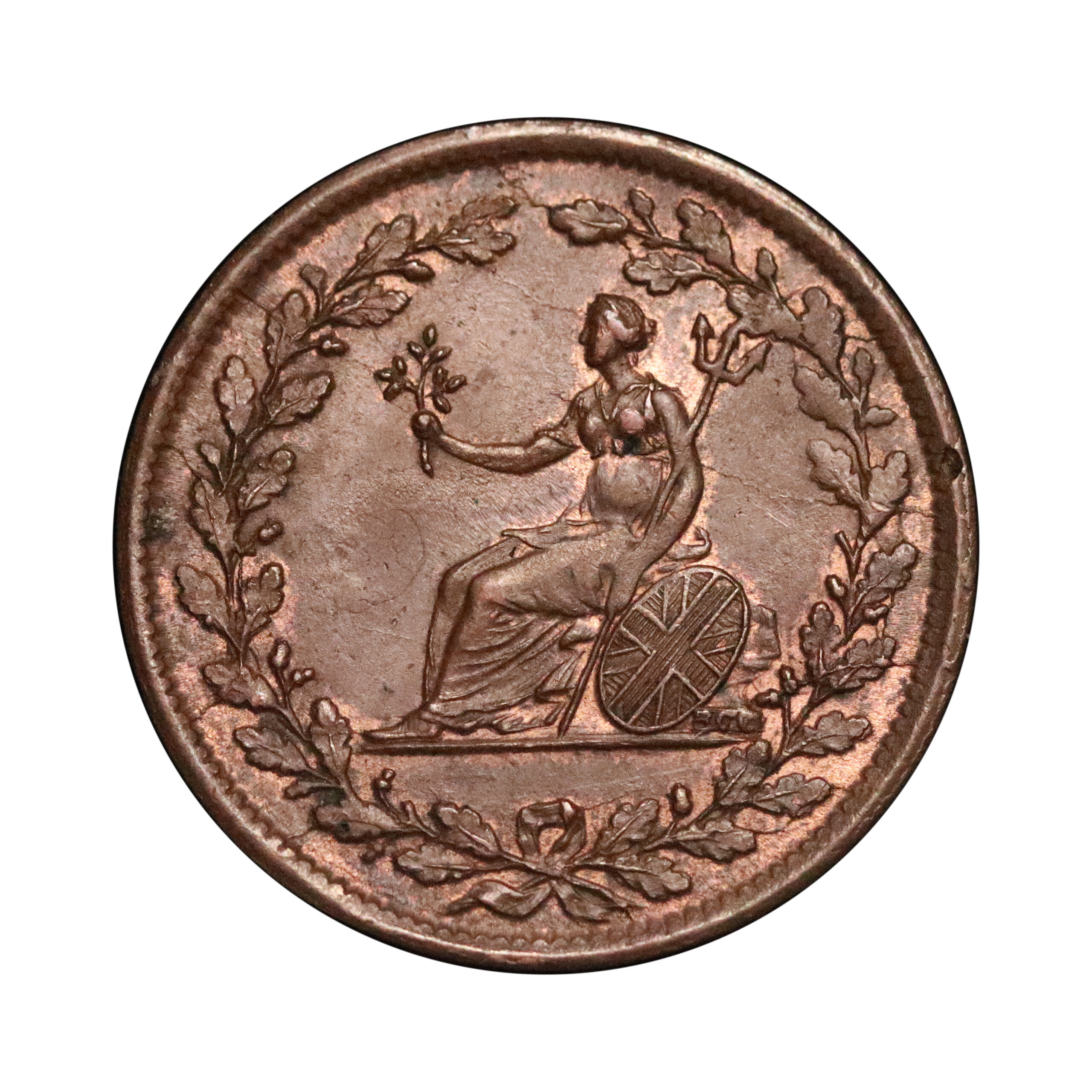 LOT 473 British Copper Company Halfpenny W612, die-clash - Image 3