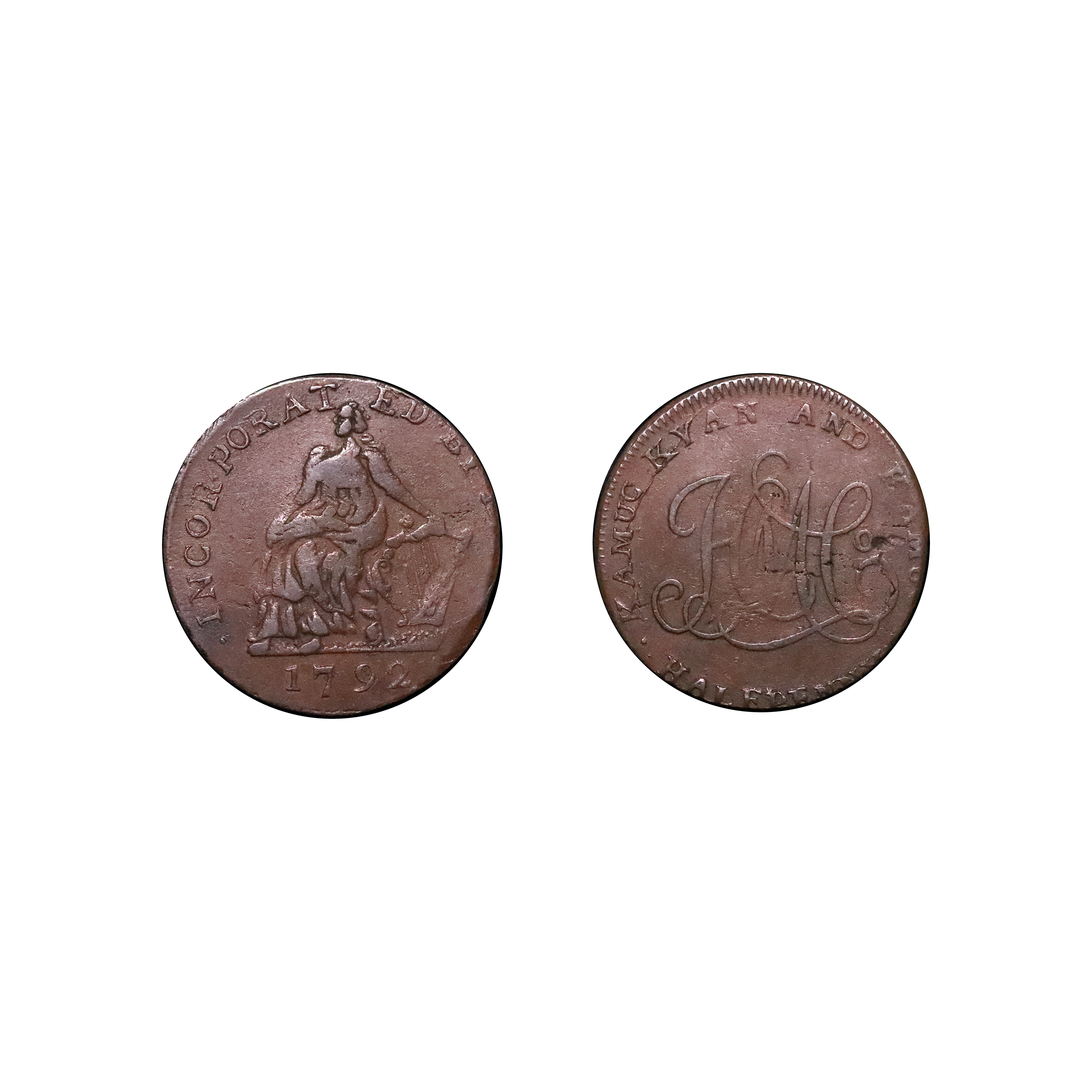 LOT 70 Dublin Camac Copper Halfpenny DH 210a, RRR