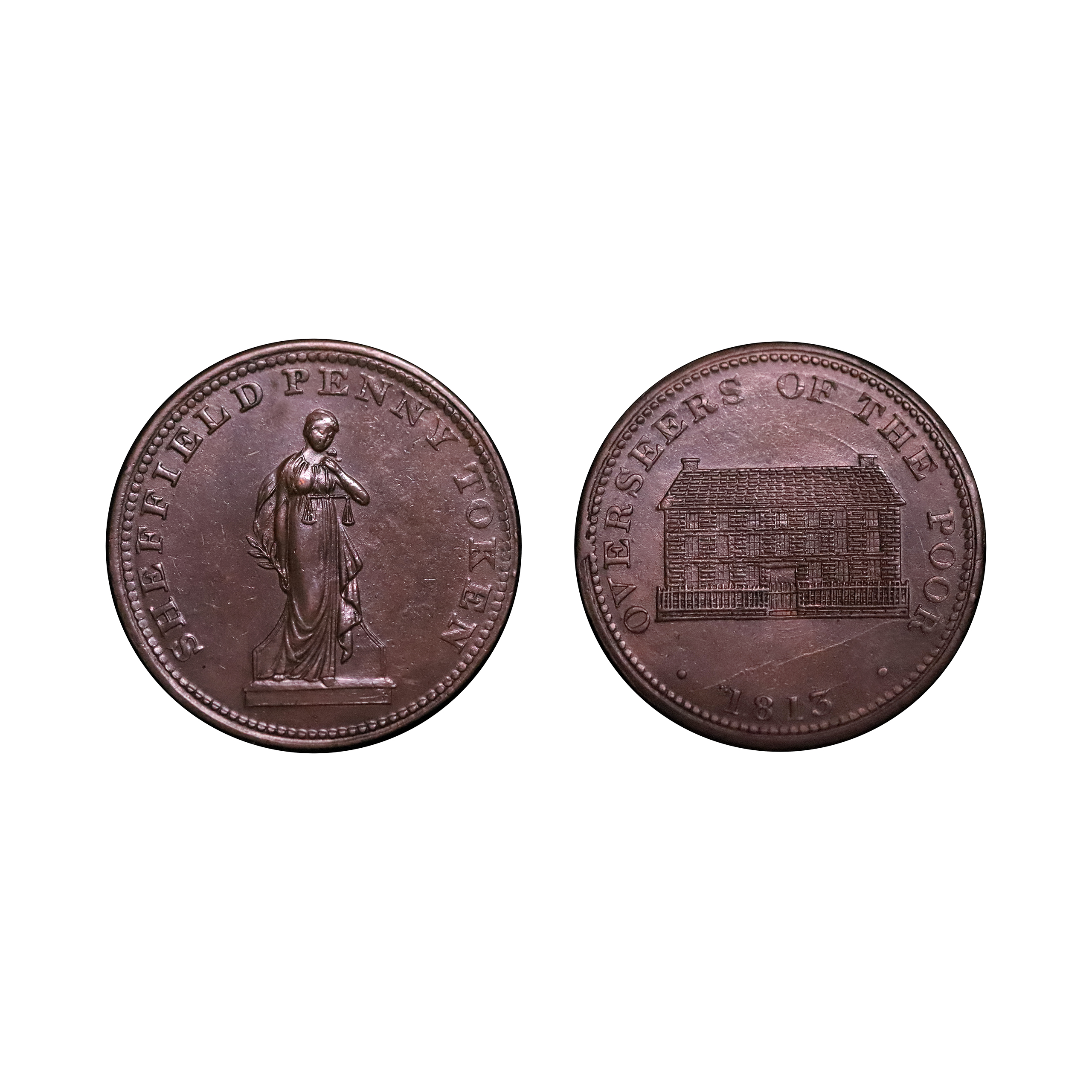 LOT 157 Yorkshire, Sheffield Copper Penny W1007, Rare, Ex-Cokayne