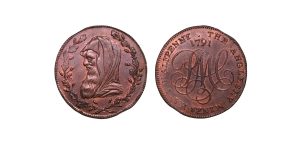 Lot 310 - Westwood’s Anglesey 1791 half-halfpenny D&H 456, Ex-Griffiths