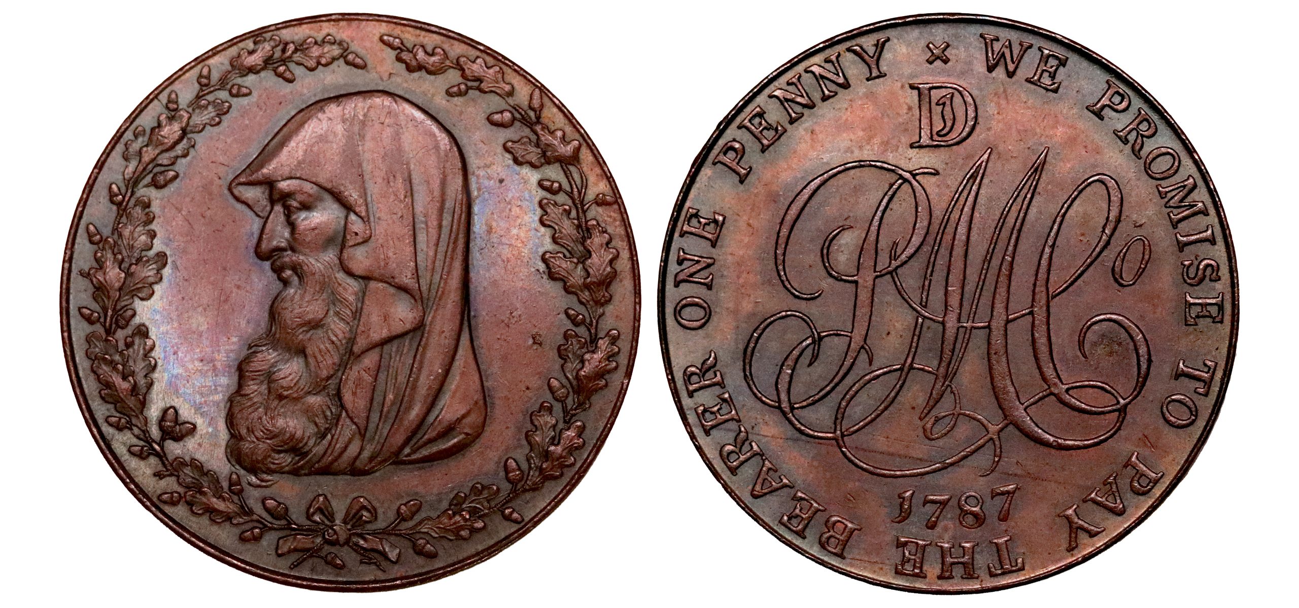 Lot 291 - Hancock’s 1787 Anglesey Pattern D penny D&H 5, Choice
