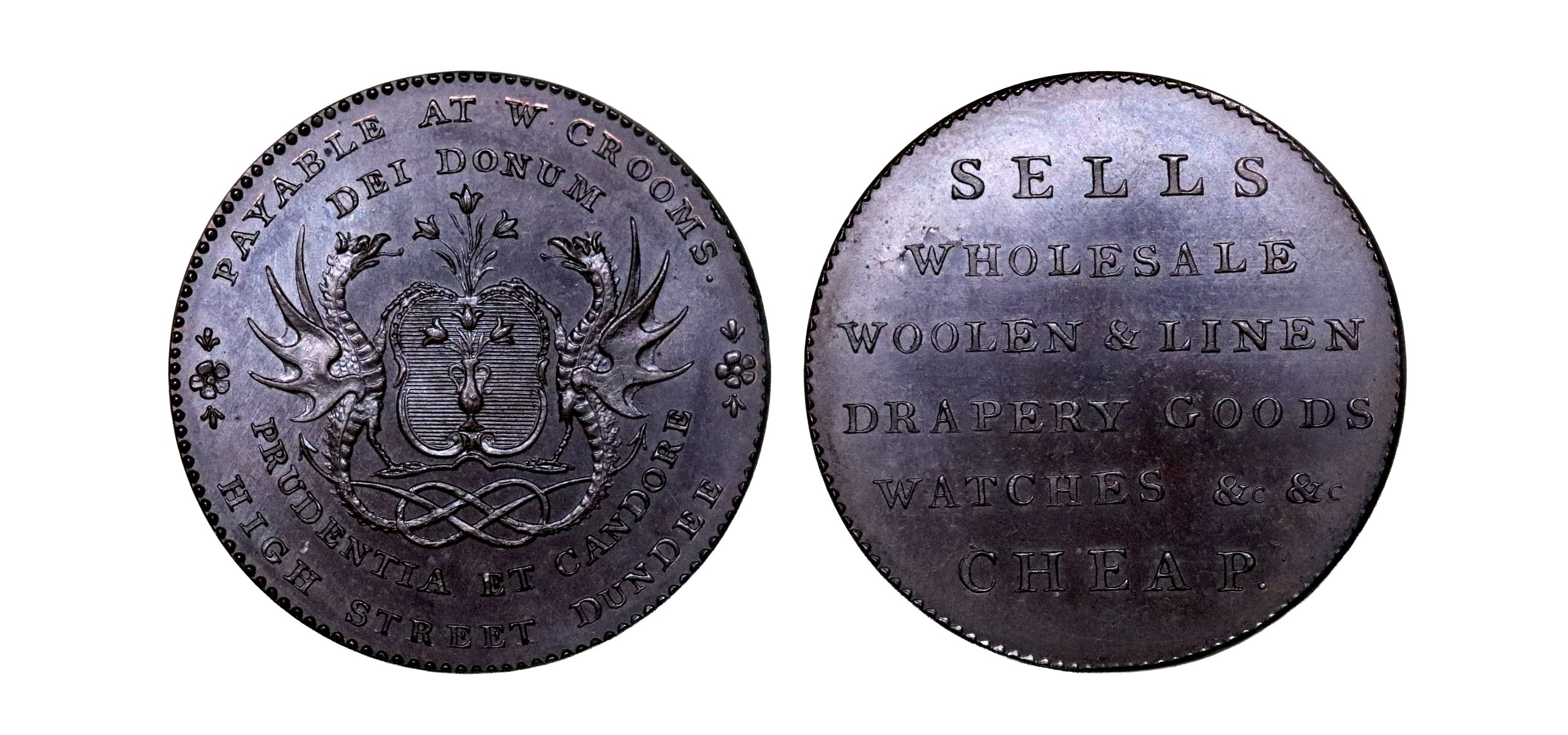 Lot 318 - Angusshire Dundee Bronzed Proof Halfpenny D&H 13, Gem