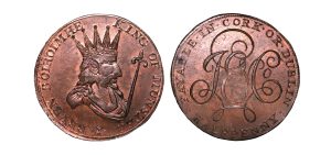 Lot 5 - Prattent's Cork Mule halfpenny D&H 15, RR, Ex-Cokayne