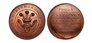 Lot 70 - Skidmore's Dorsetshire Poole Halfpenny D&H 3, Rare