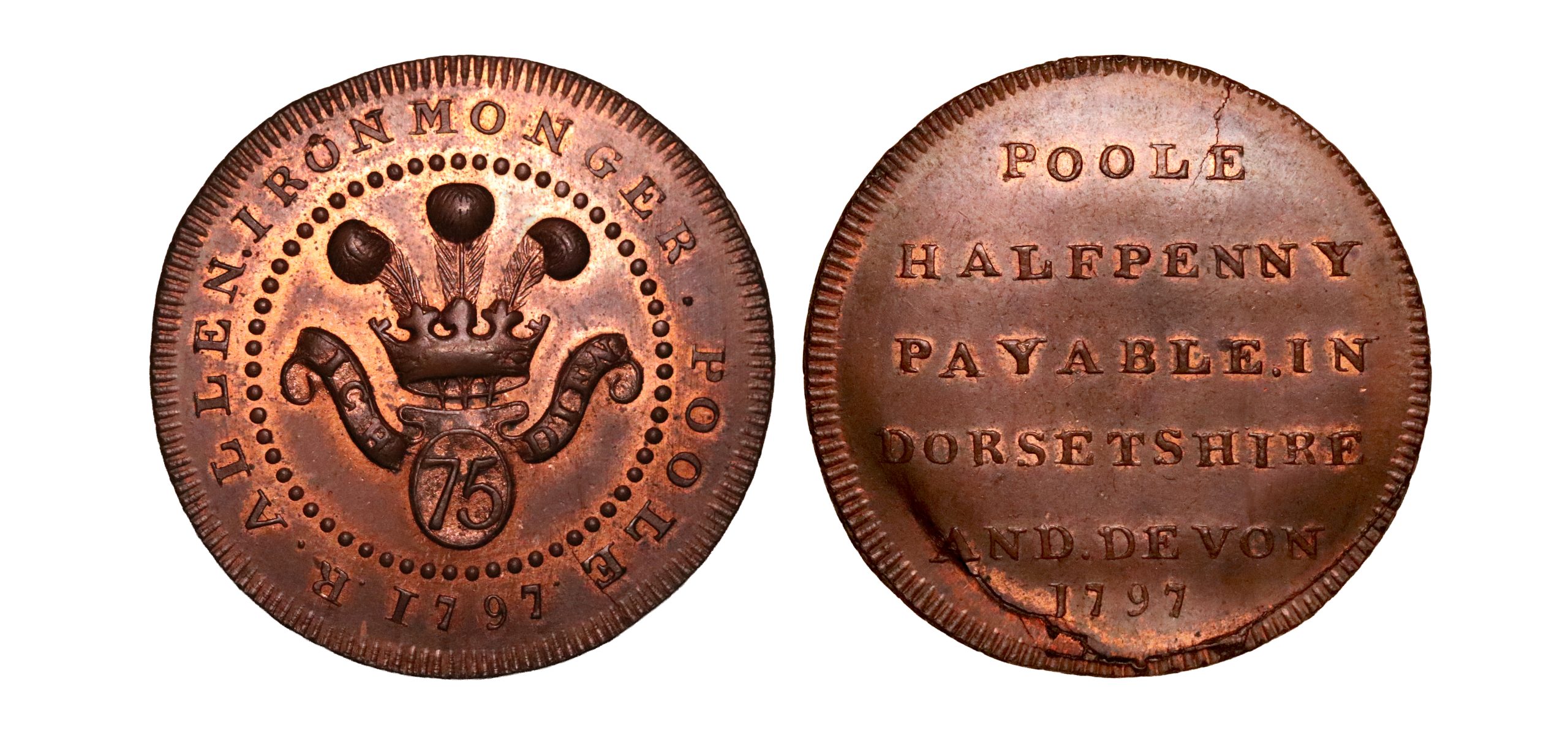 Lot 70 - Skidmore's Dorsetshire Poole Halfpenny D&H 3, Rare