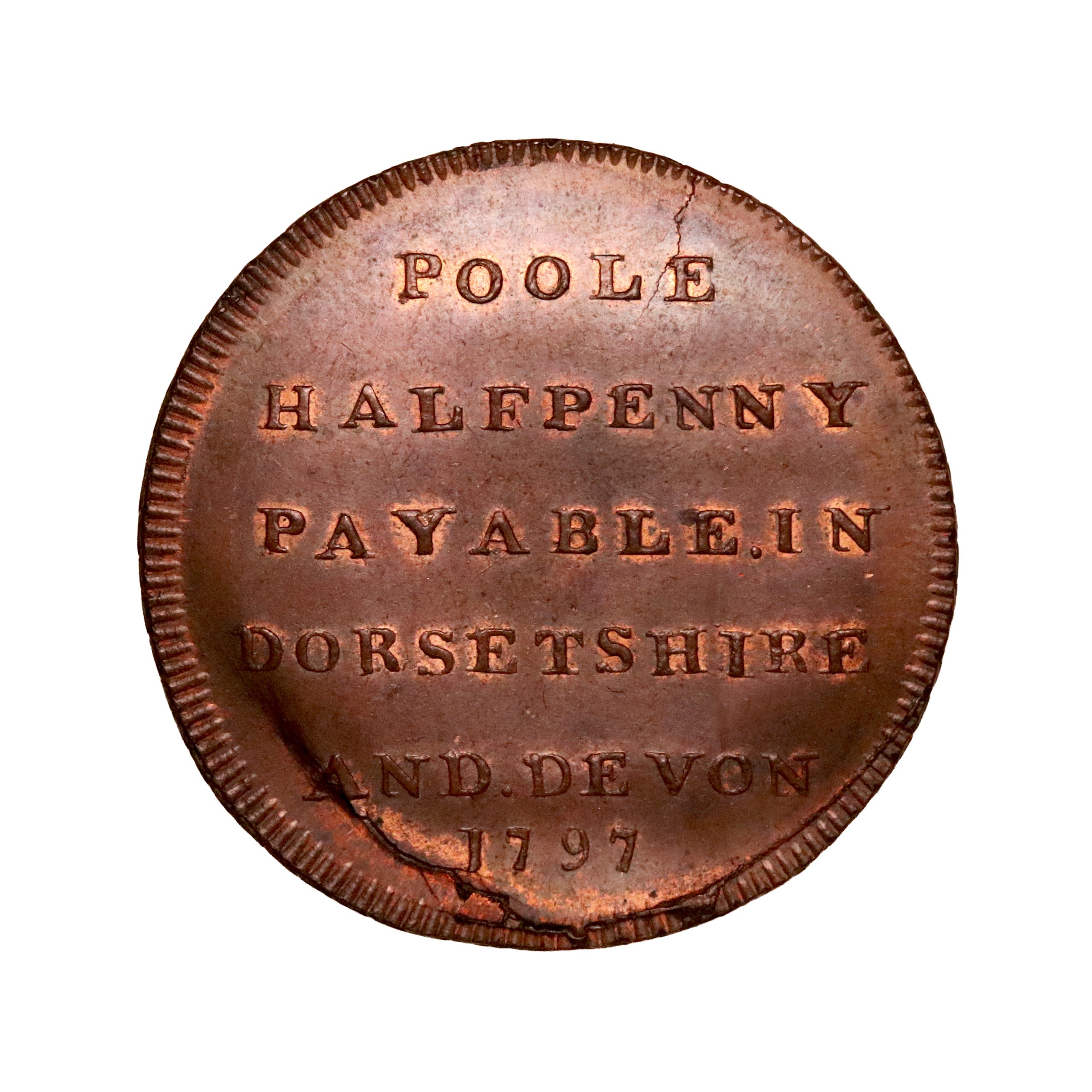 Lot 70 - Skidmore's Dorsetshire Poole Halfpenny D&H 3, Rare - Image 3