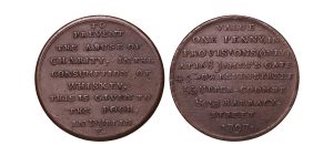 Lot 7 - Dublin Temperance One Penny D&H 1, Rare +