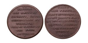 Lot 7 - Dublin Temperance One Penny D&H 1, Rare +