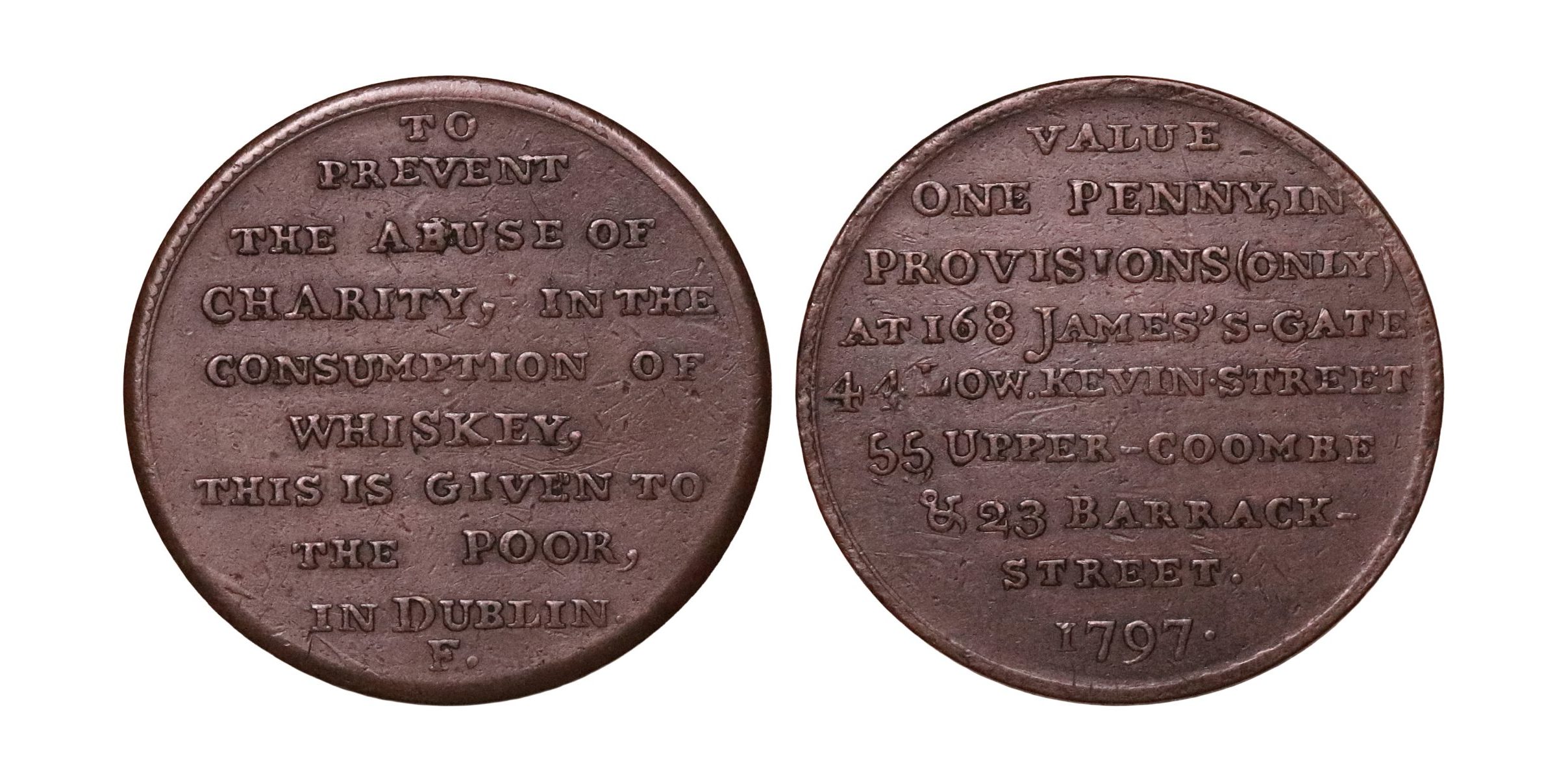 Lot 7 - Dublin Temperance One Penny D&H 1, Rare +