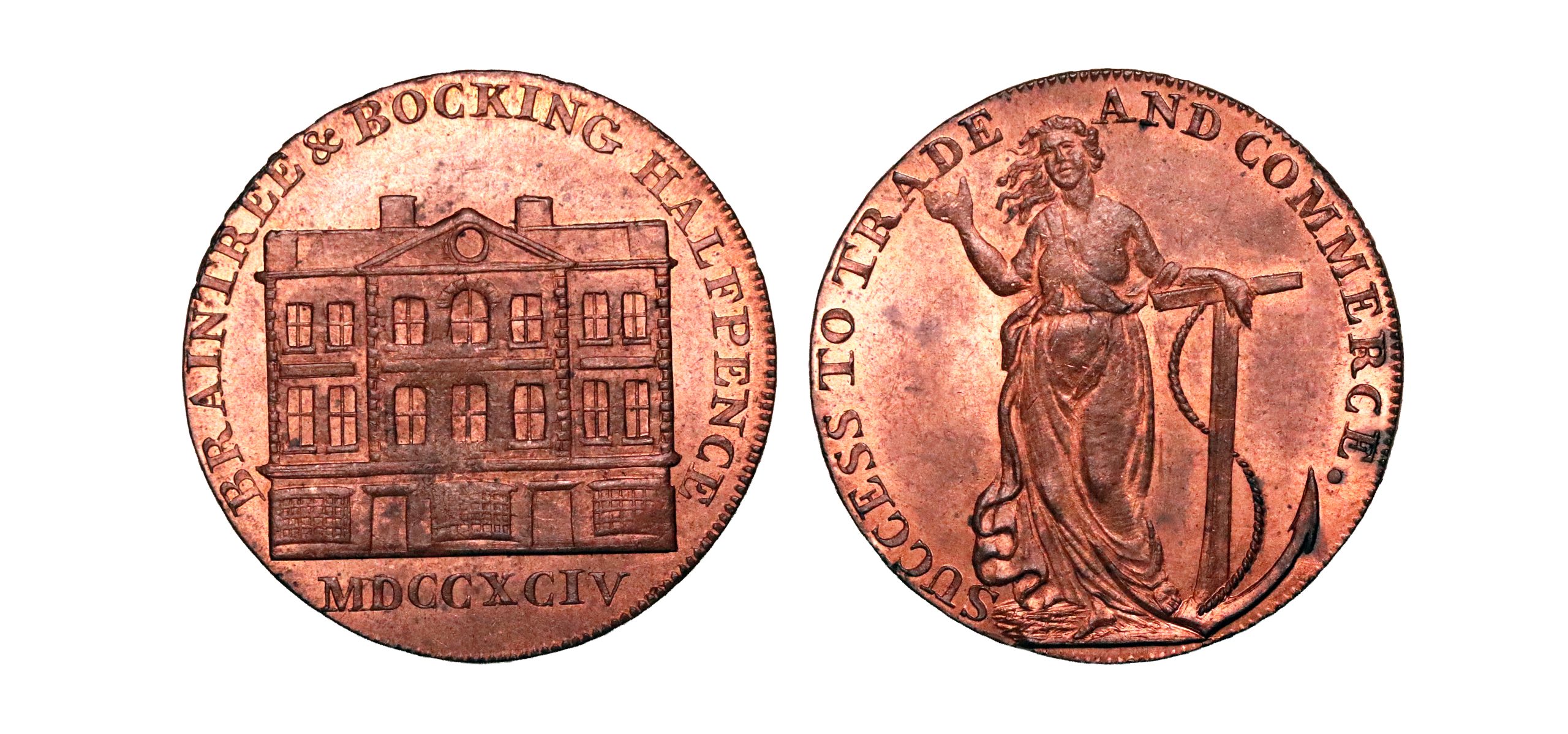 Lot 75 - Essex Braintree Halfpenny D&H 4, full red Gem, Ex-Jan