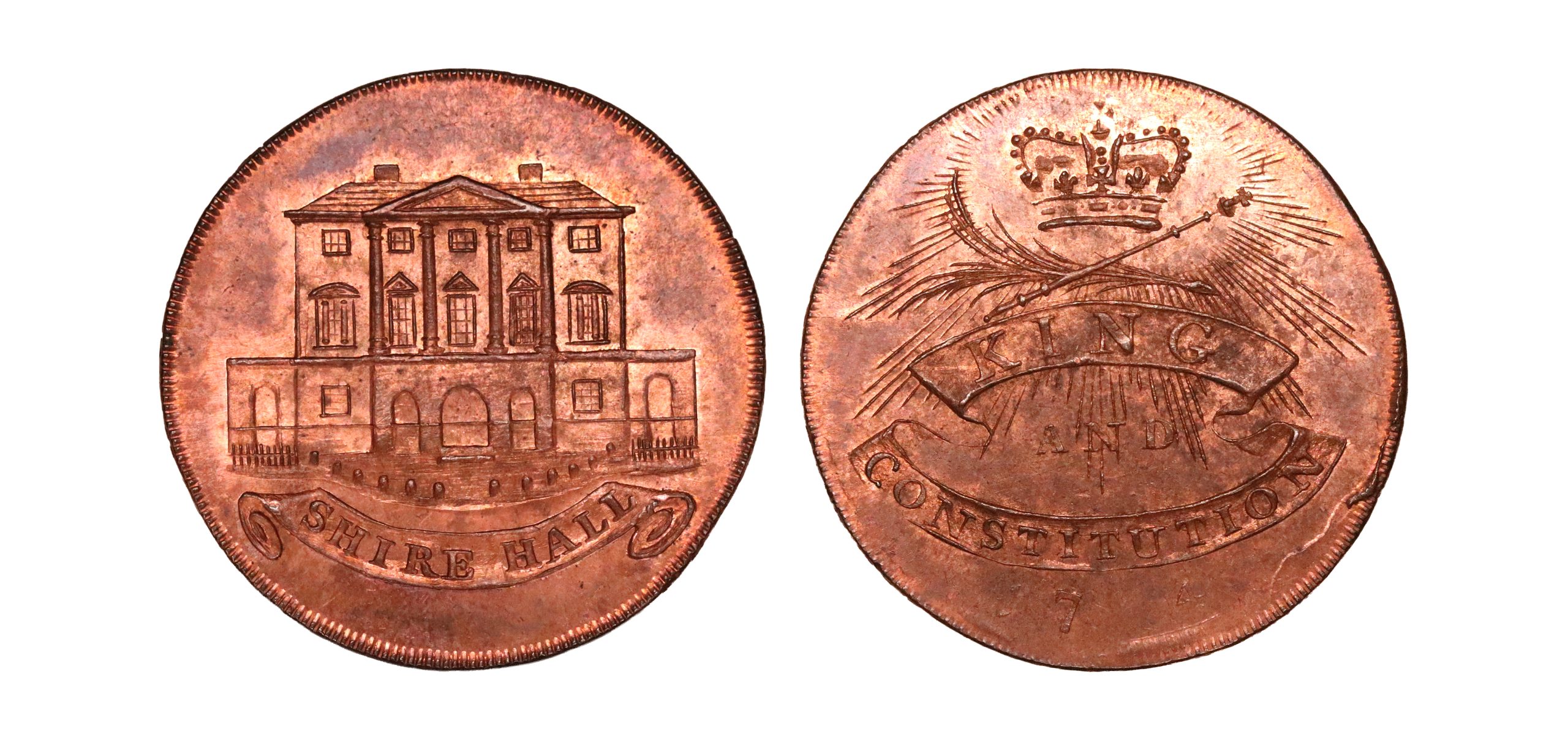 Lot 76 - Essex Chelmsford Halfpenny D&H 5, full red Gem, Ex-Baldwin