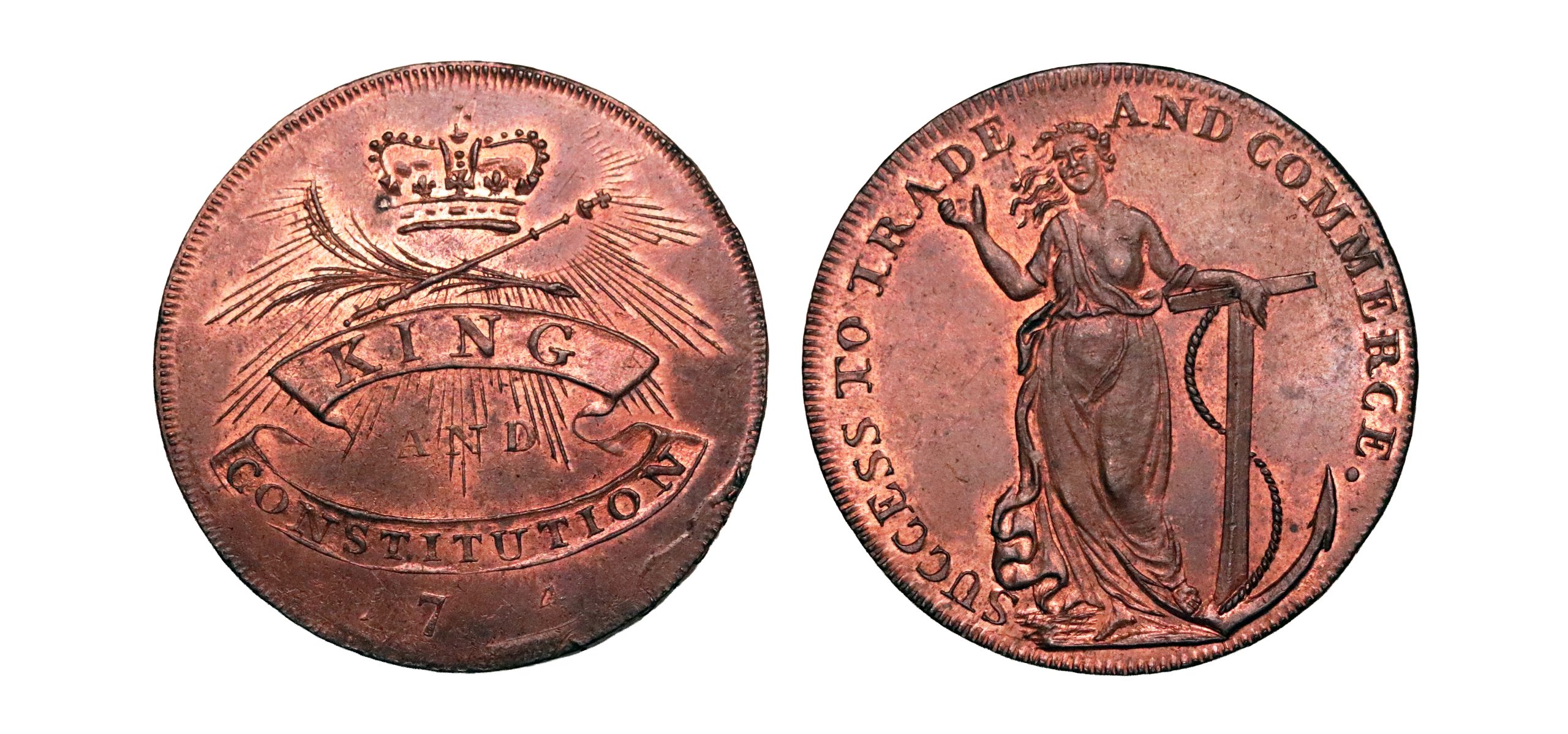 Lot 77 - Essex Chelmsford Mule Halfpenny D&H 6, full red