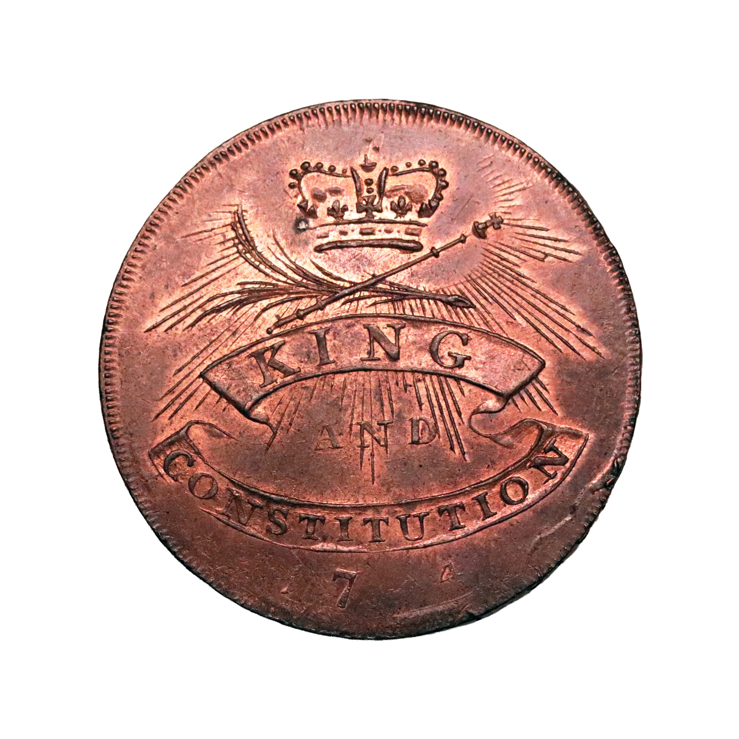 Lot 77 - Essex Chelmsford Mule Halfpenny D&H 6, full red - Image 2