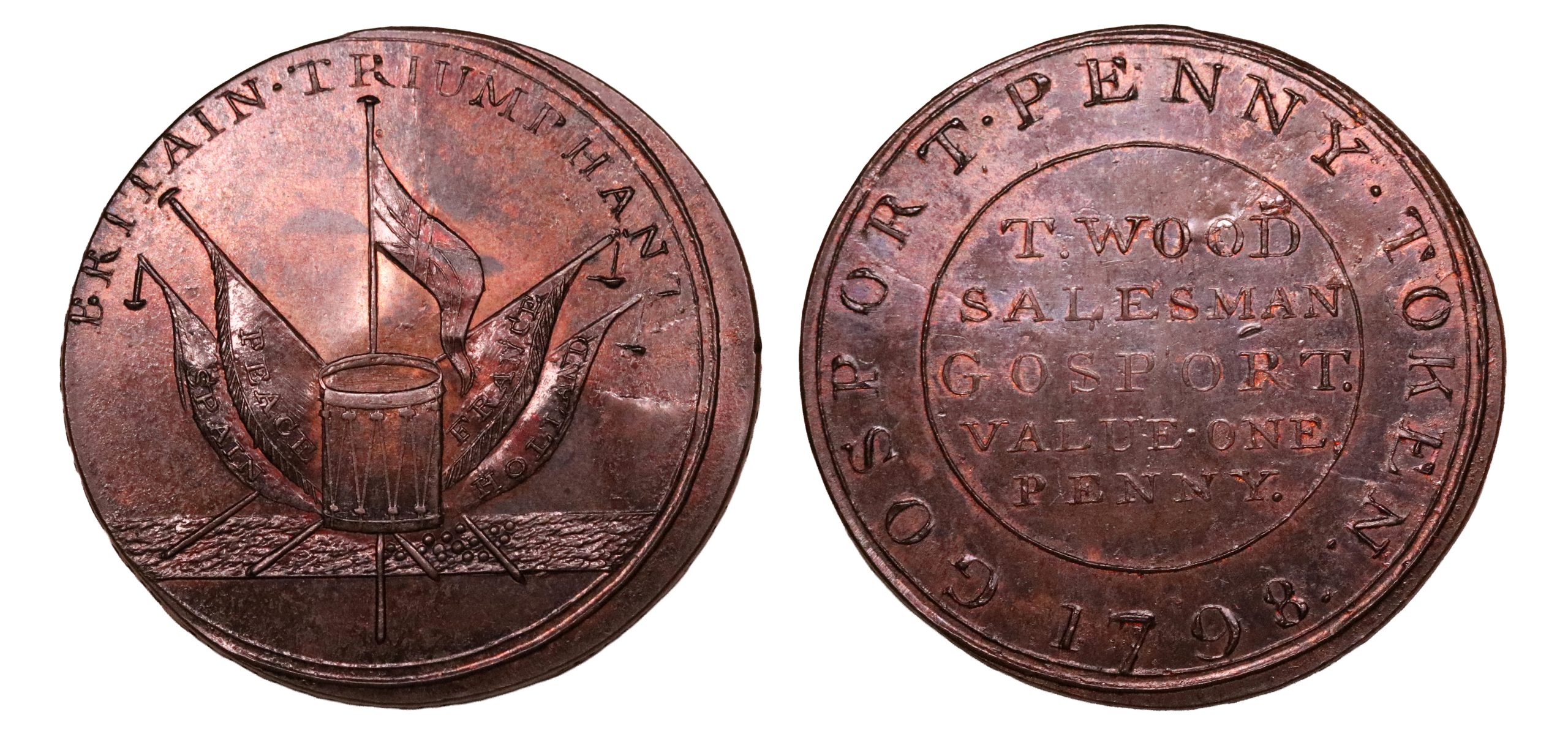 Lot 83 - Jacobs' Hampshire Gosport Penny D&H 2, Rare, 5% off-struck