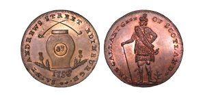 Lot 328 - Skidmore's Lothian Highlander Mule halfpenny D&H 18, Gemmy