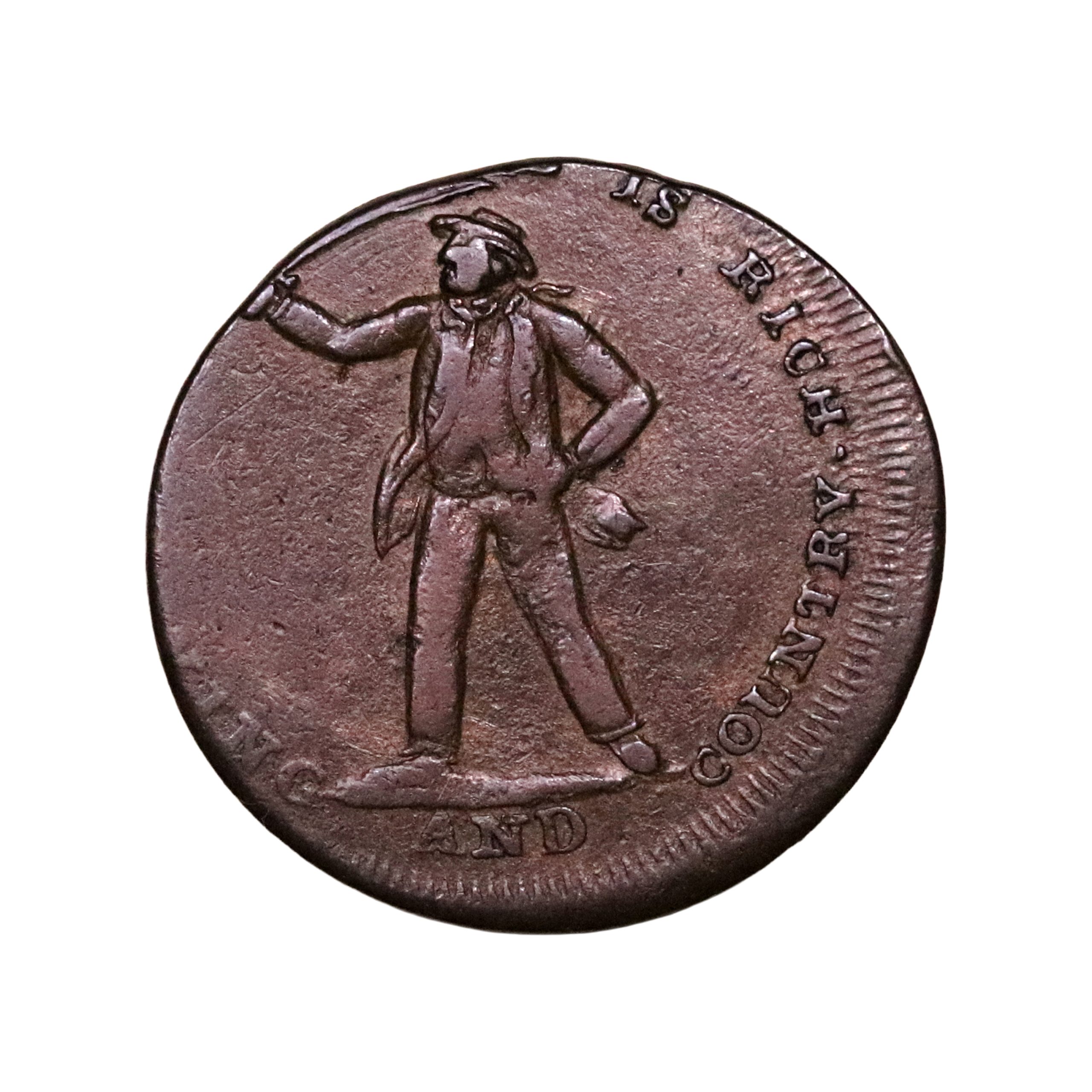 Lot 212 - Middlesex Tom Tackle halfpenny D&H 1048, 10% off-struck - Image 2