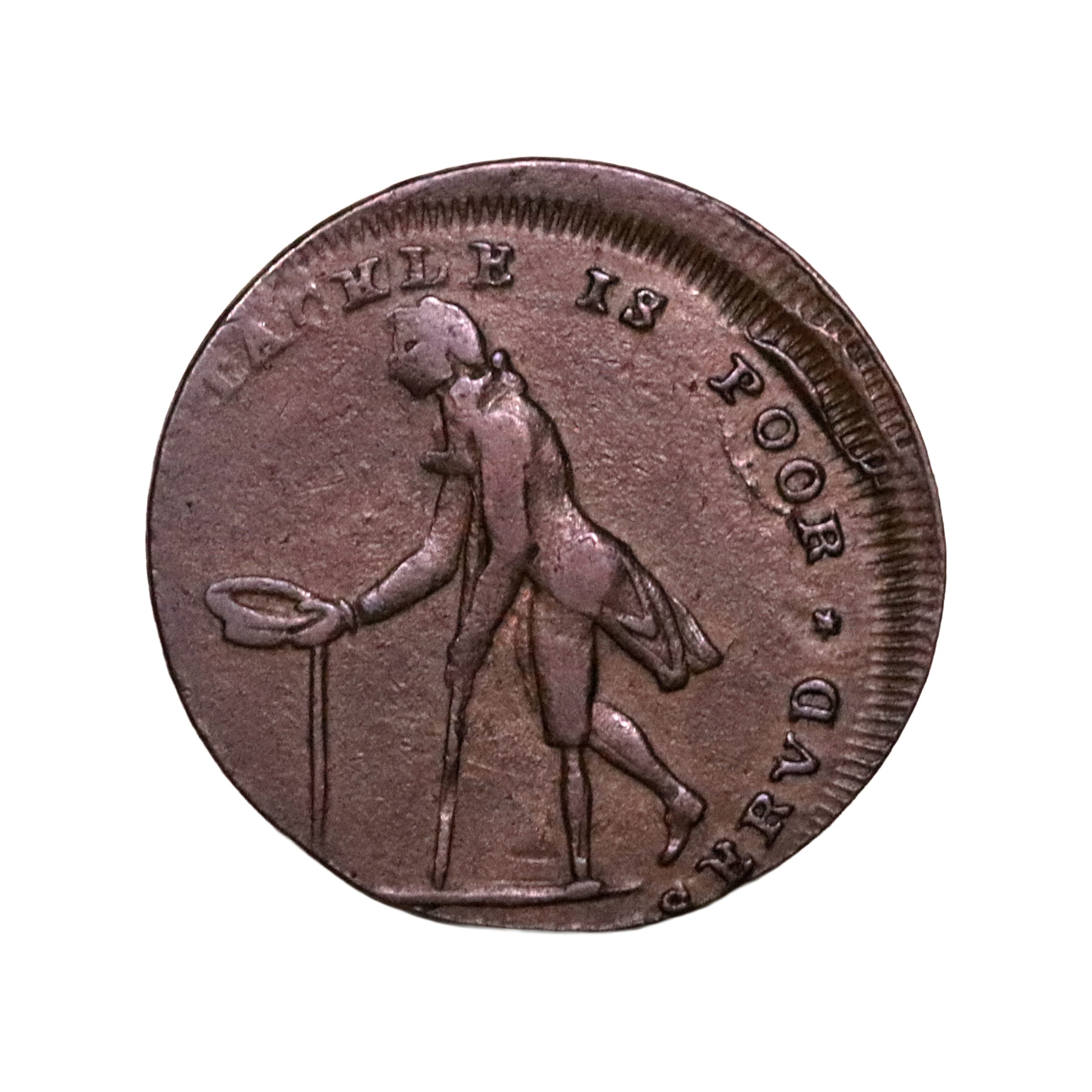 Lot 212 - Middlesex Tom Tackle halfpenny D&H 1048, 10% off-struck - Image 3