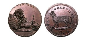 Lot 125 - Middlesex James' Private halfpenny D&H 344, Scarce, nr Gem