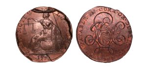 Lot 129 - Prattent's Middlesex Meymott's Mule halfpenny D&H 382, Rare, Ex-Cokayne/Atkins