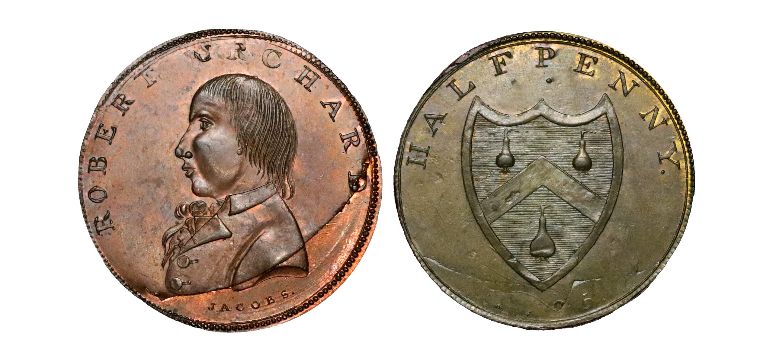 Lot 133 - Middlesex Orchard's halfpenny D&H 399, flip-over double-strike