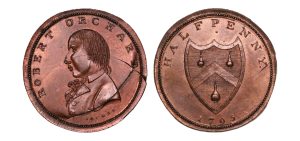 Lot 134 - Middlesex Orchard's halfpenny D&H 399, large planchet, full strike