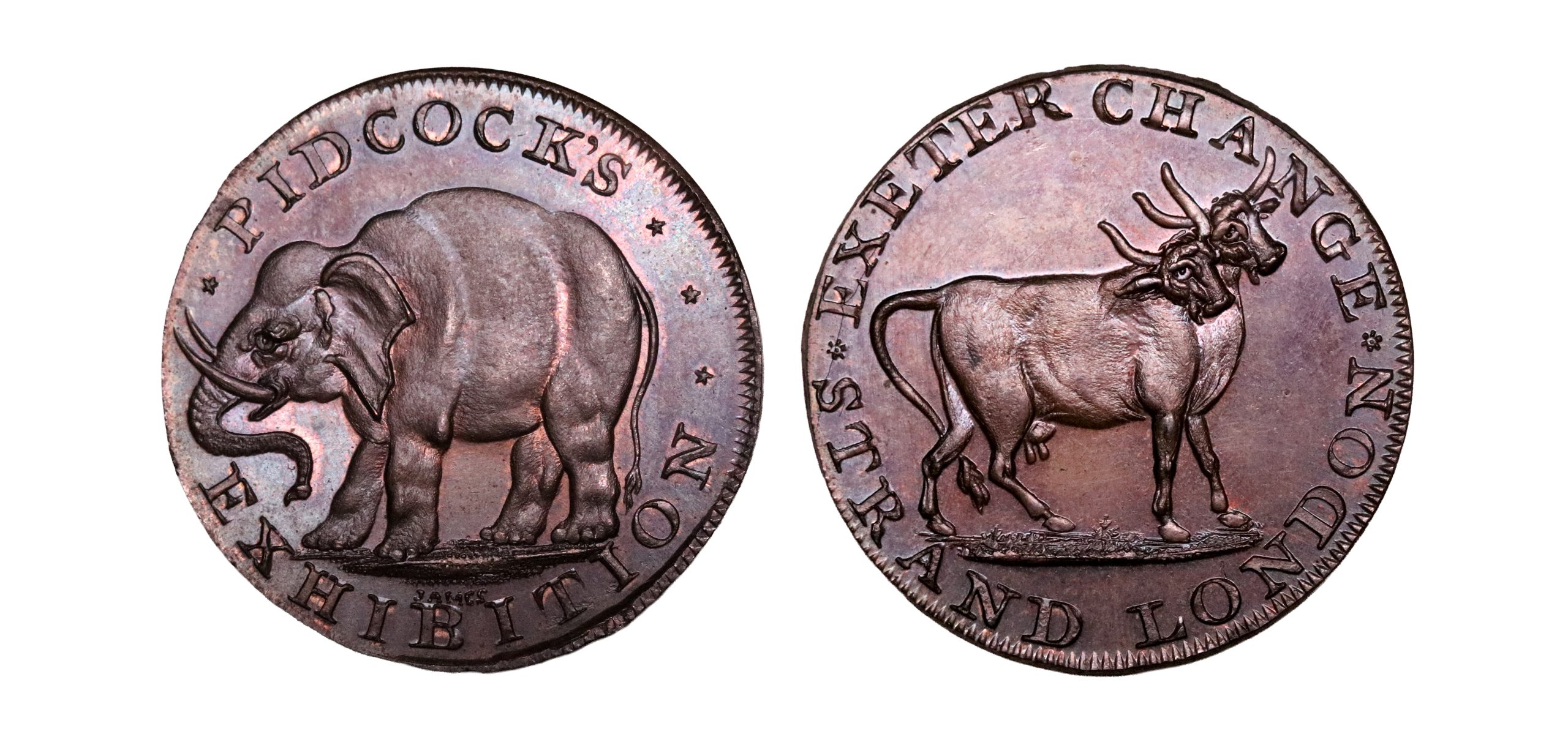 Lot 135 - Middlesex Pidcock's halfpenny D&H 422, Full strike, Gem