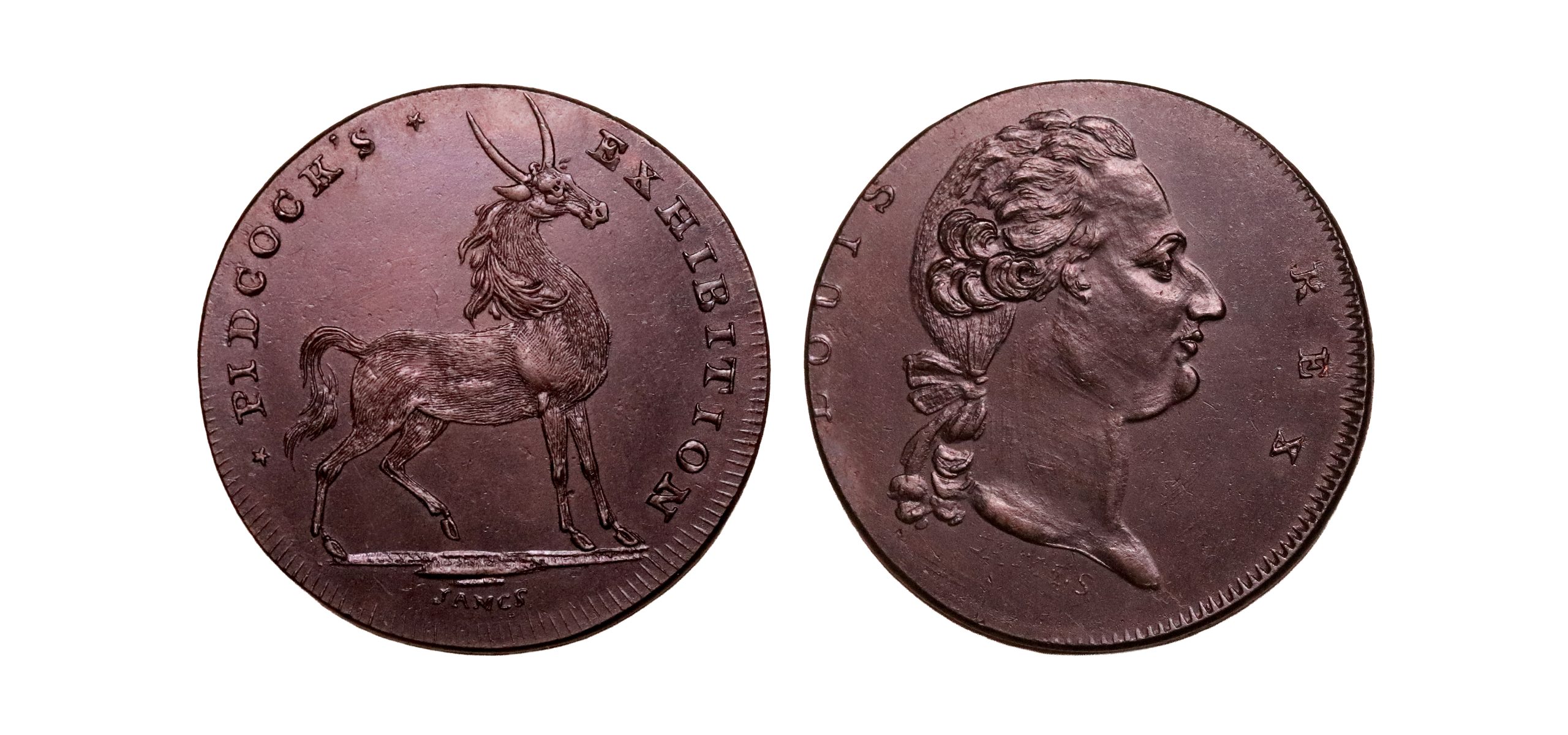 Lot 140 - Middlesex Pidcock's halfpenny D&H 446, Rare, Ex-Fuller