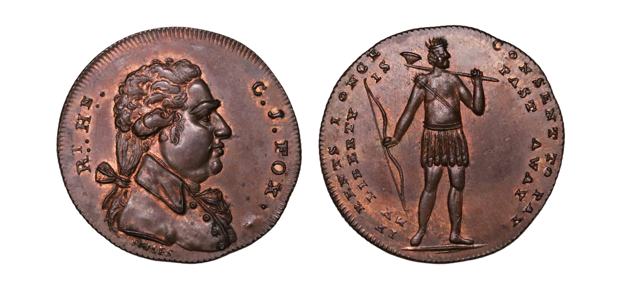 Lot 153 - Middlesex Spence halfpenny D&H 765, Scarce Native American