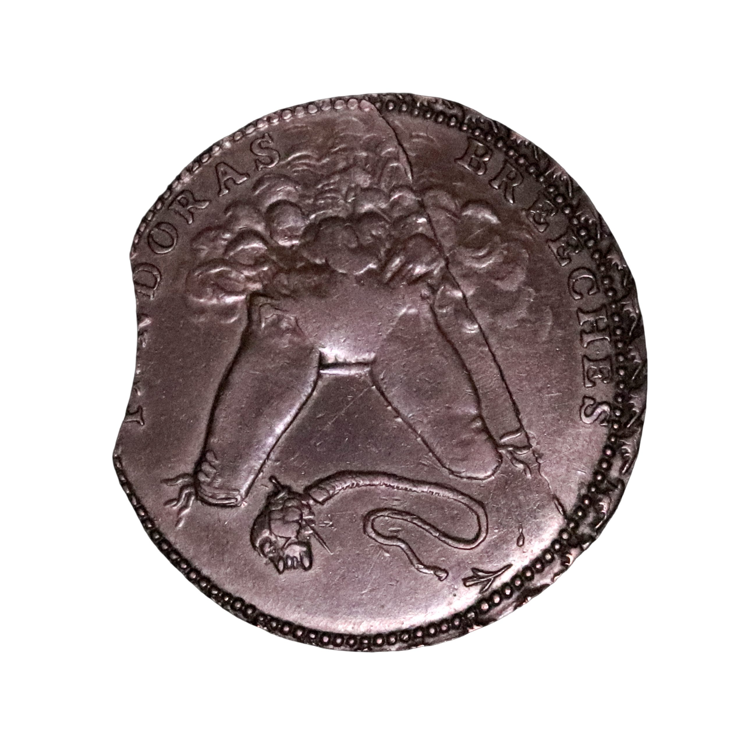 Lot 204 - Middlesex Hanging Man halfpenny D&H 829a, huge clip - Image 3