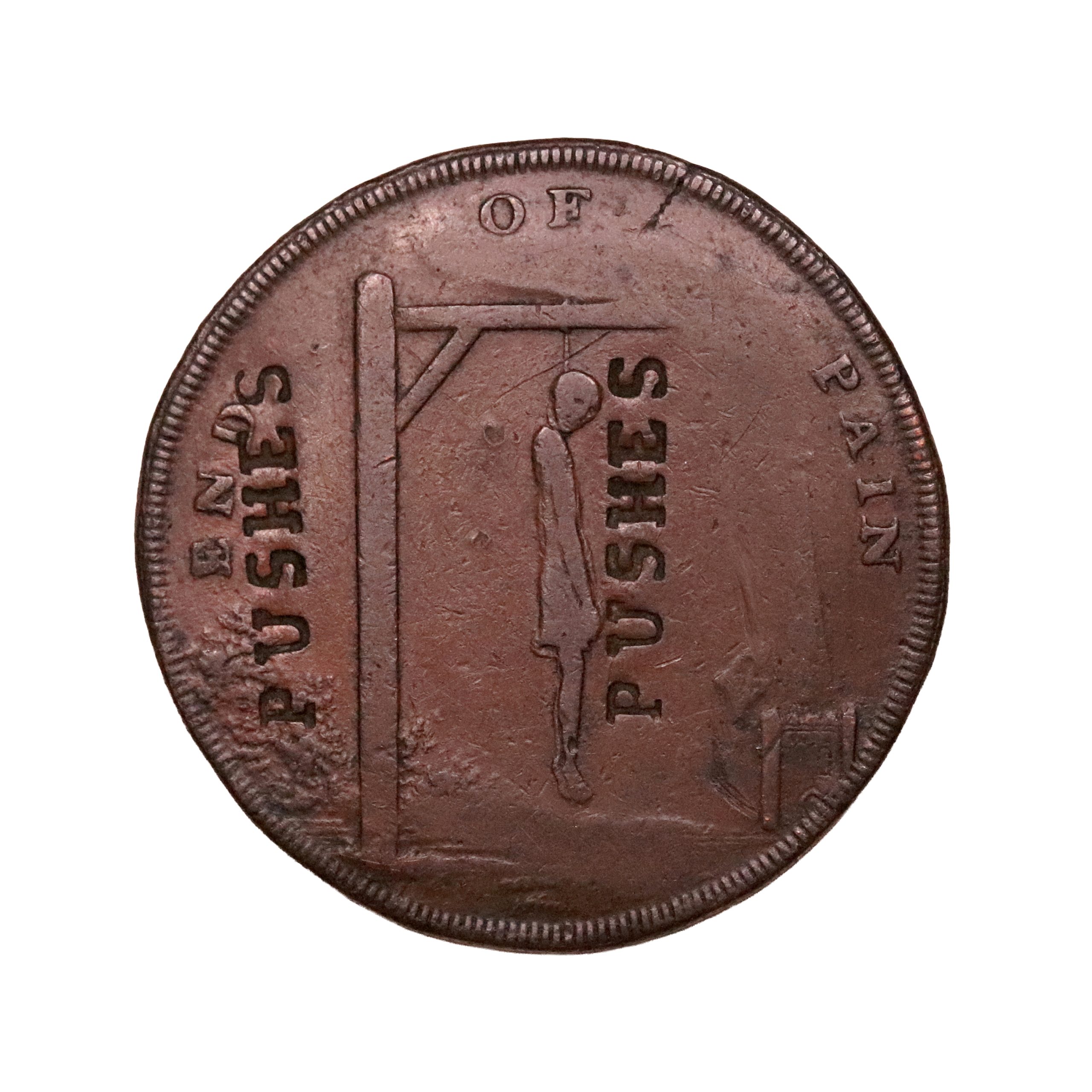 Lot 205 - Middlesex Hanging Man halfpenny D&H 831a, Counterstamped - Image 2