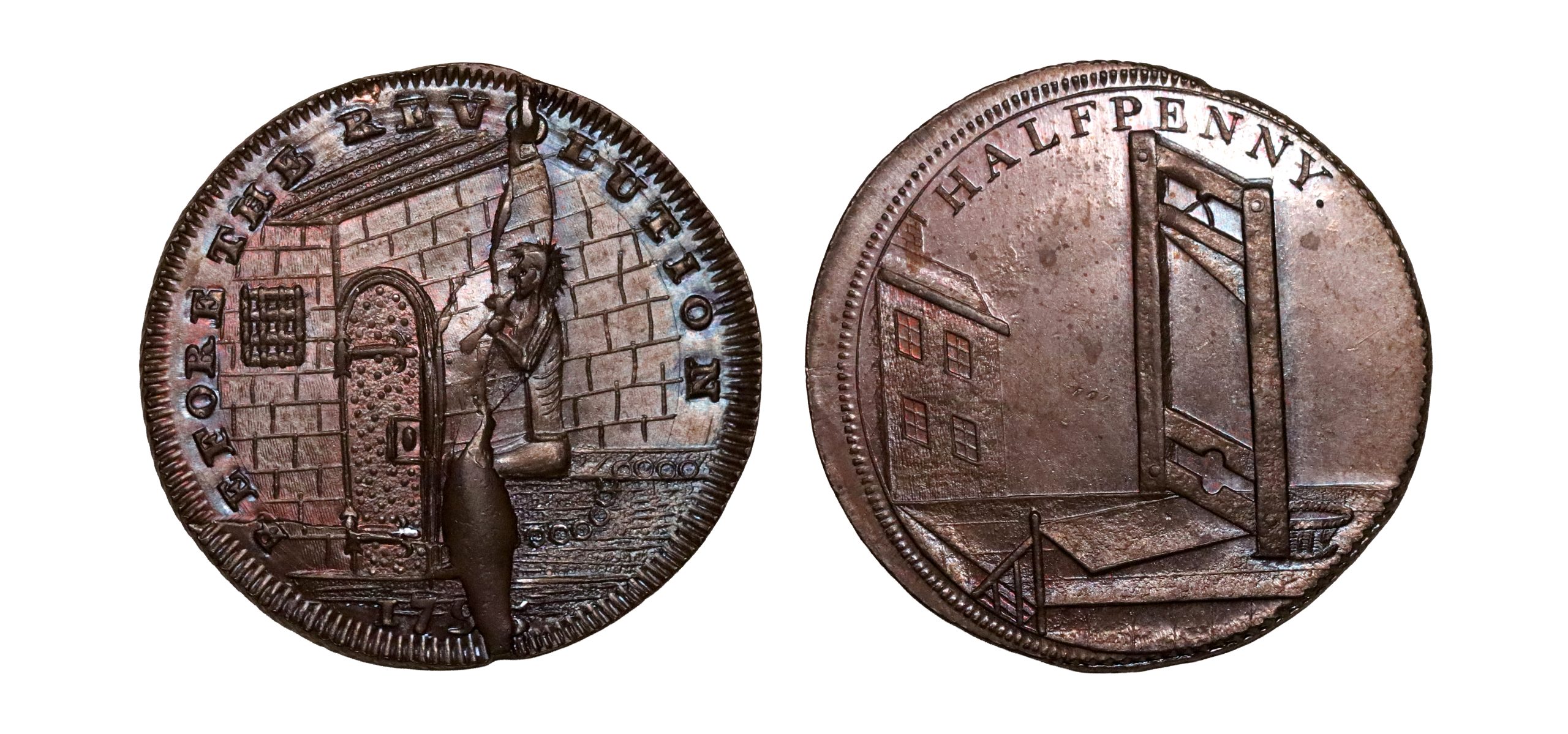 Lot 201 - Middlesex Spence halfpenny D&H 855, Scarce Guillotine, Gemmy