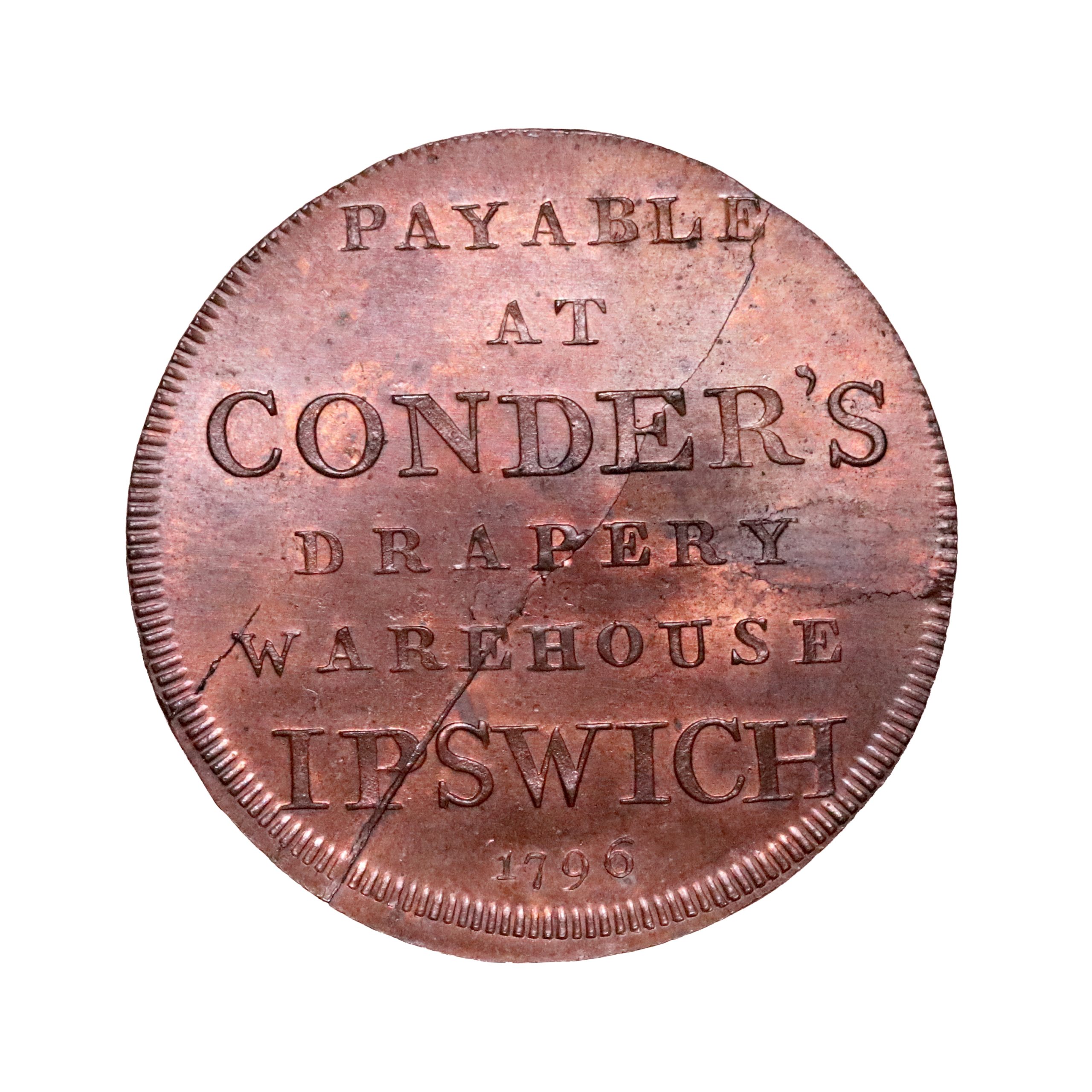 Lot 251 - Suffolk Ipswich Conder Halfpenny D&H 36a, Mostly red Gem, RR - Image 3