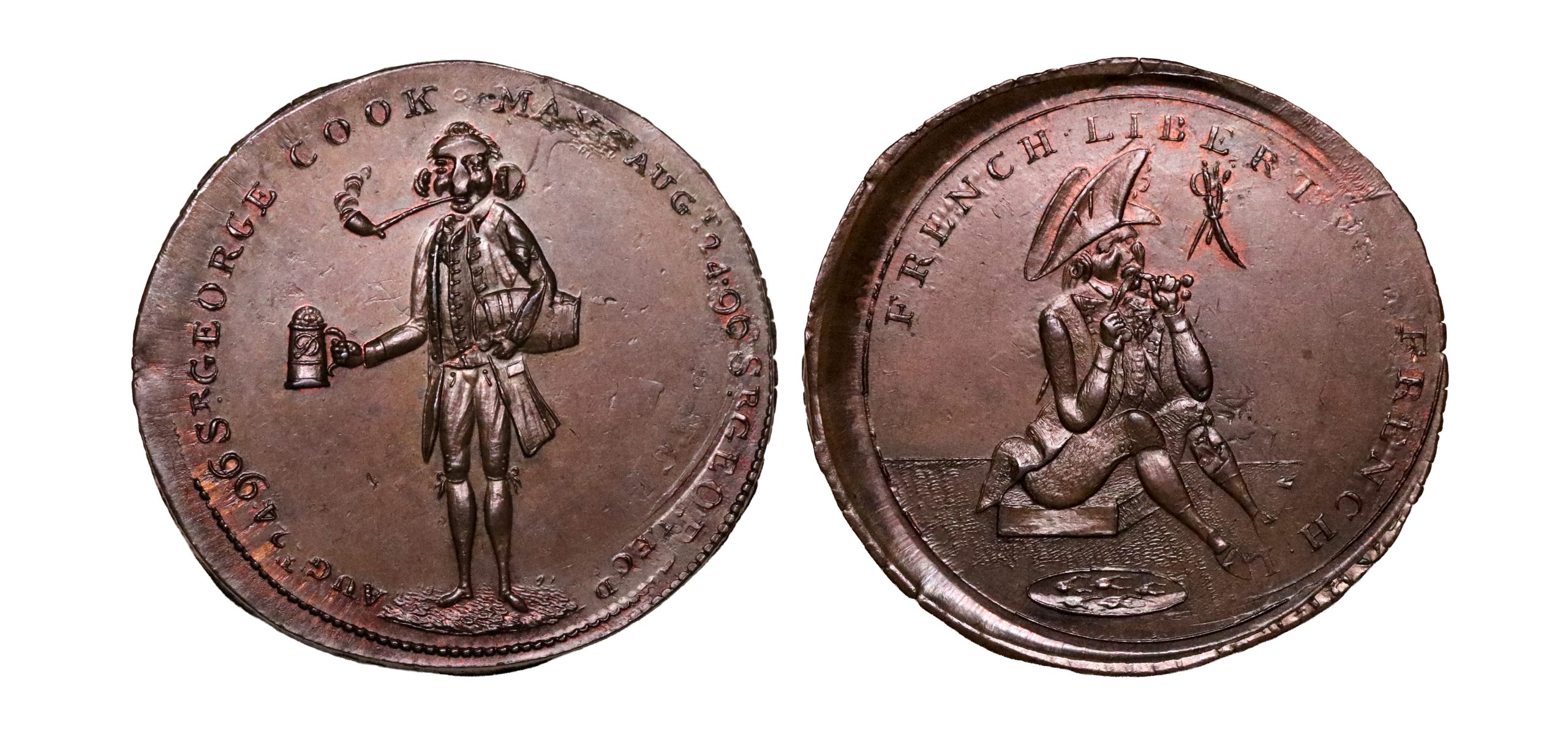 Lot 252 - Prattent's Surrey Lambeth Mule Halfpenny D&H 13, Rare, Double-struck