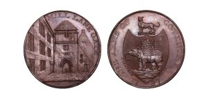 Lot 264 - Warwickshire "Coventry Gates" Halfpenny D&H 269, original paper of issue