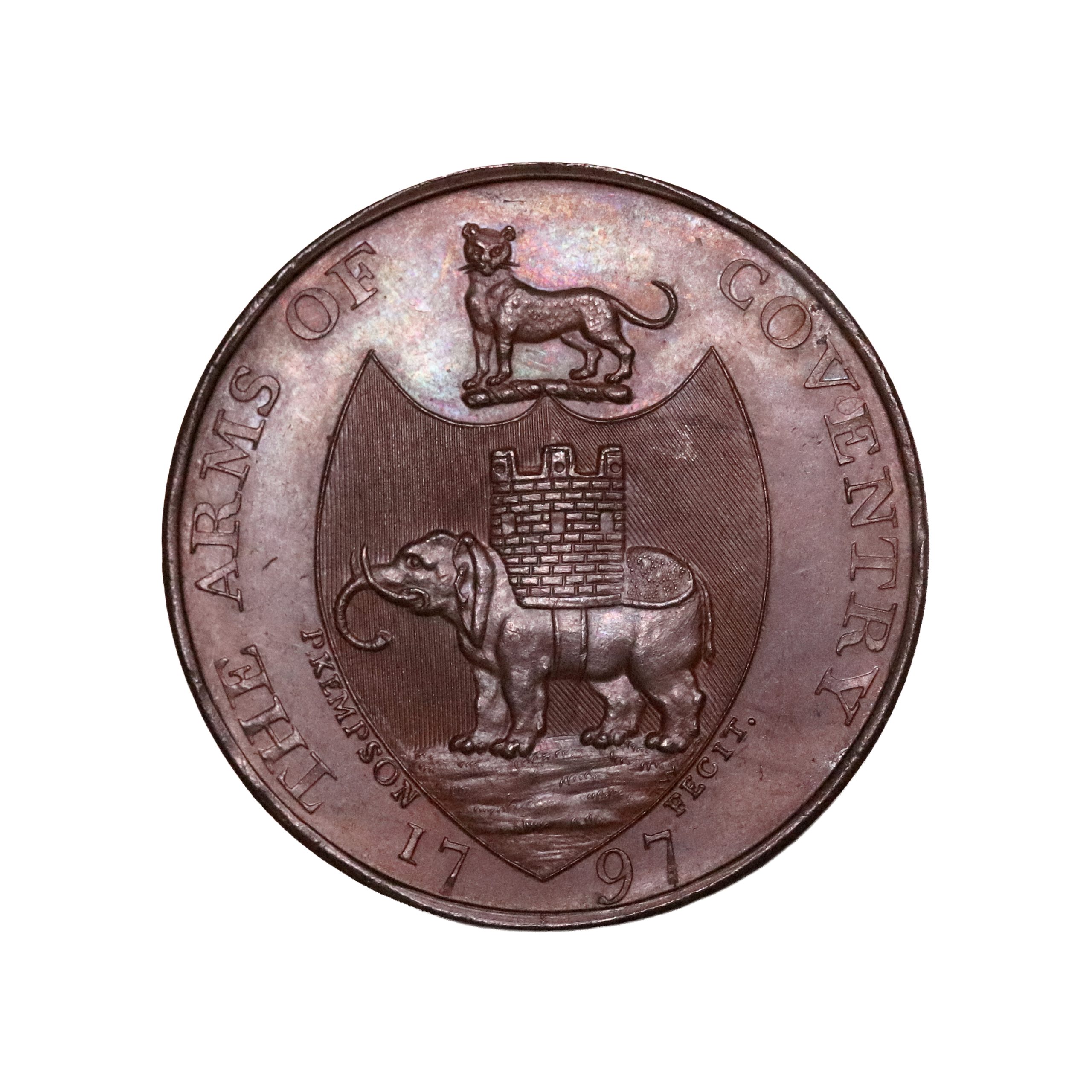 Lot 264 - Warwickshire "Coventry Gates" Halfpenny D&H 269, original paper of issue - Image 3