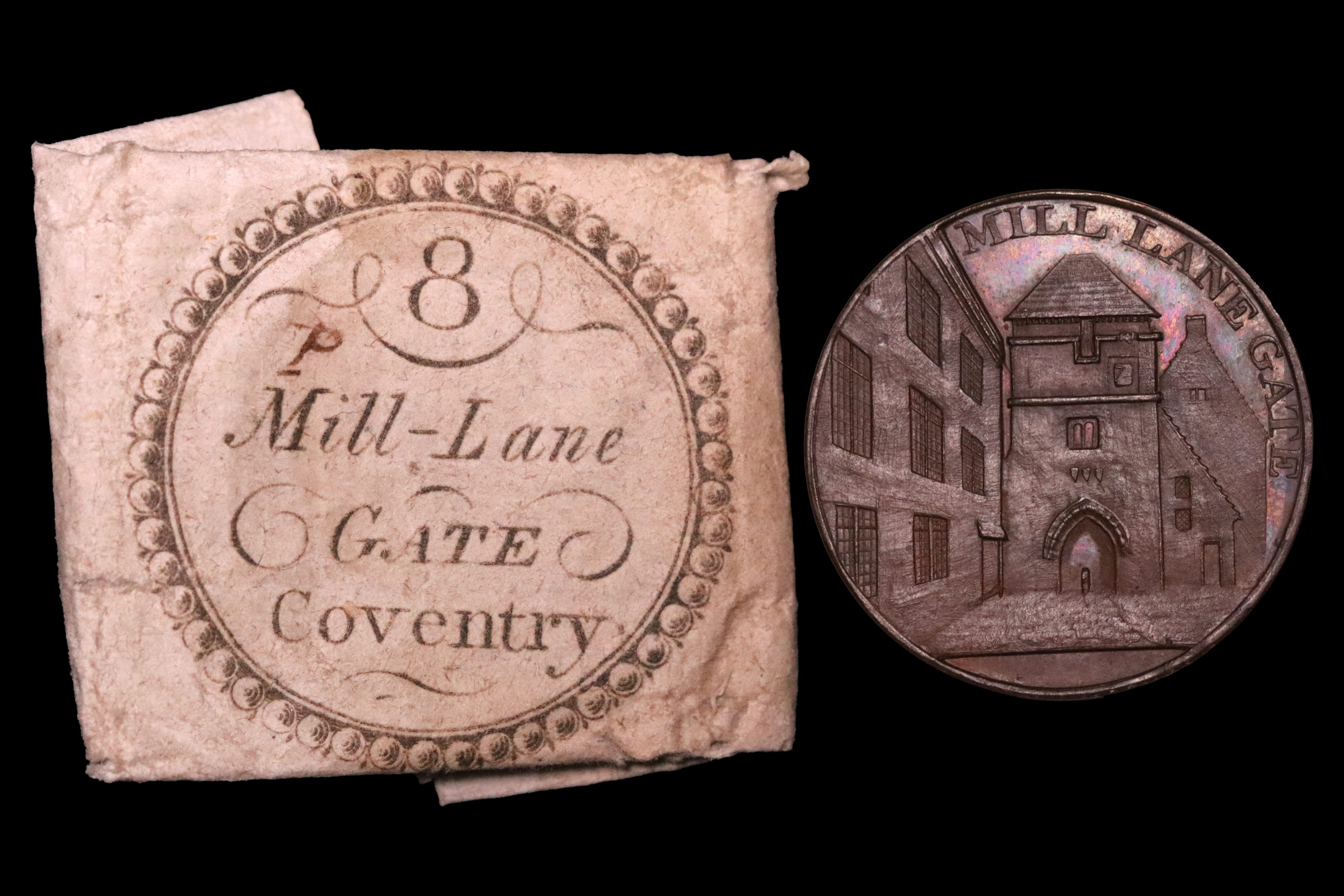 Lot 264 - Warwickshire "Coventry Gates" Halfpenny D&H 269, original paper of issue - Image 4