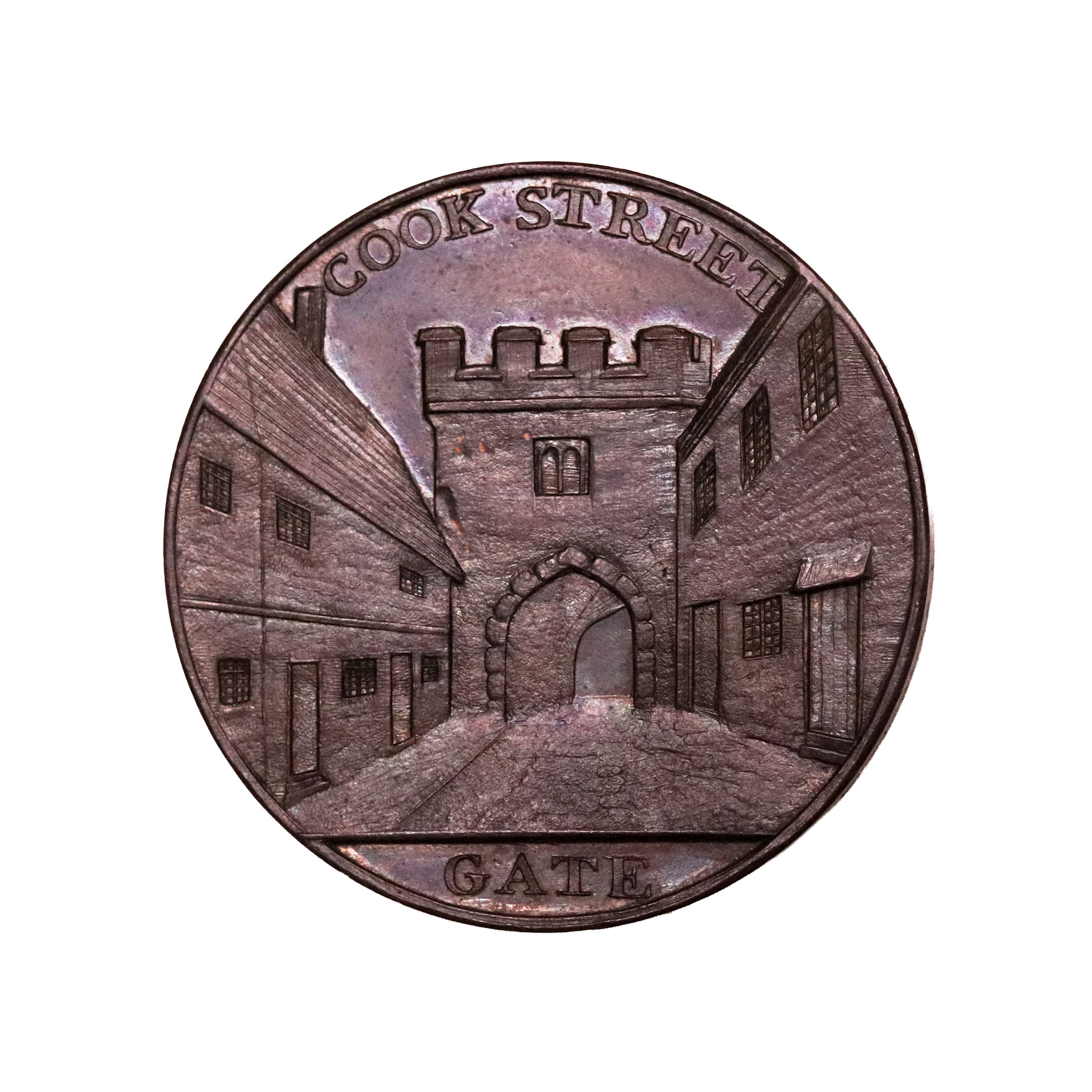 Lot 266 - Warwickshire "Coventry Gates" Halfpenny D&H 274, original paper of issue - Image 2