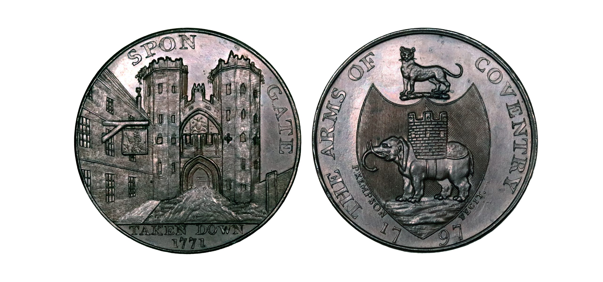 Lot 267 - Warwickshire "Coventry Gates" Halfpenny D&H 277, original paper of issue