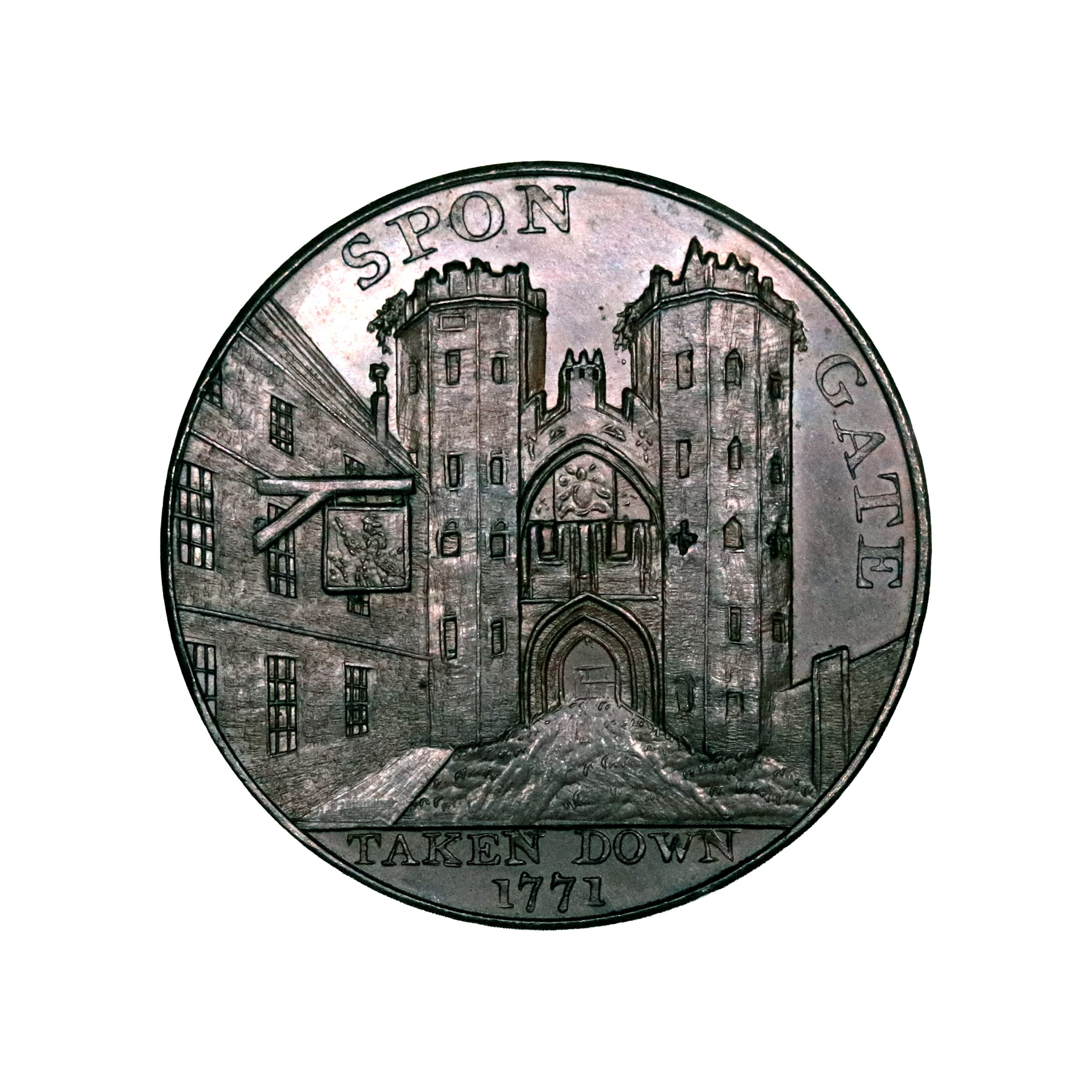 Lot 267 - Warwickshire "Coventry Gates" Halfpenny D&H 277, original paper of issue - Image 2