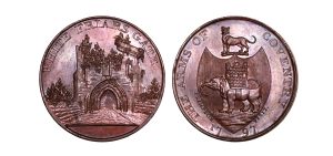 Lot 268 - Warwickshire "Coventry Gates" Halfpenny D&H 280, original paper of issue