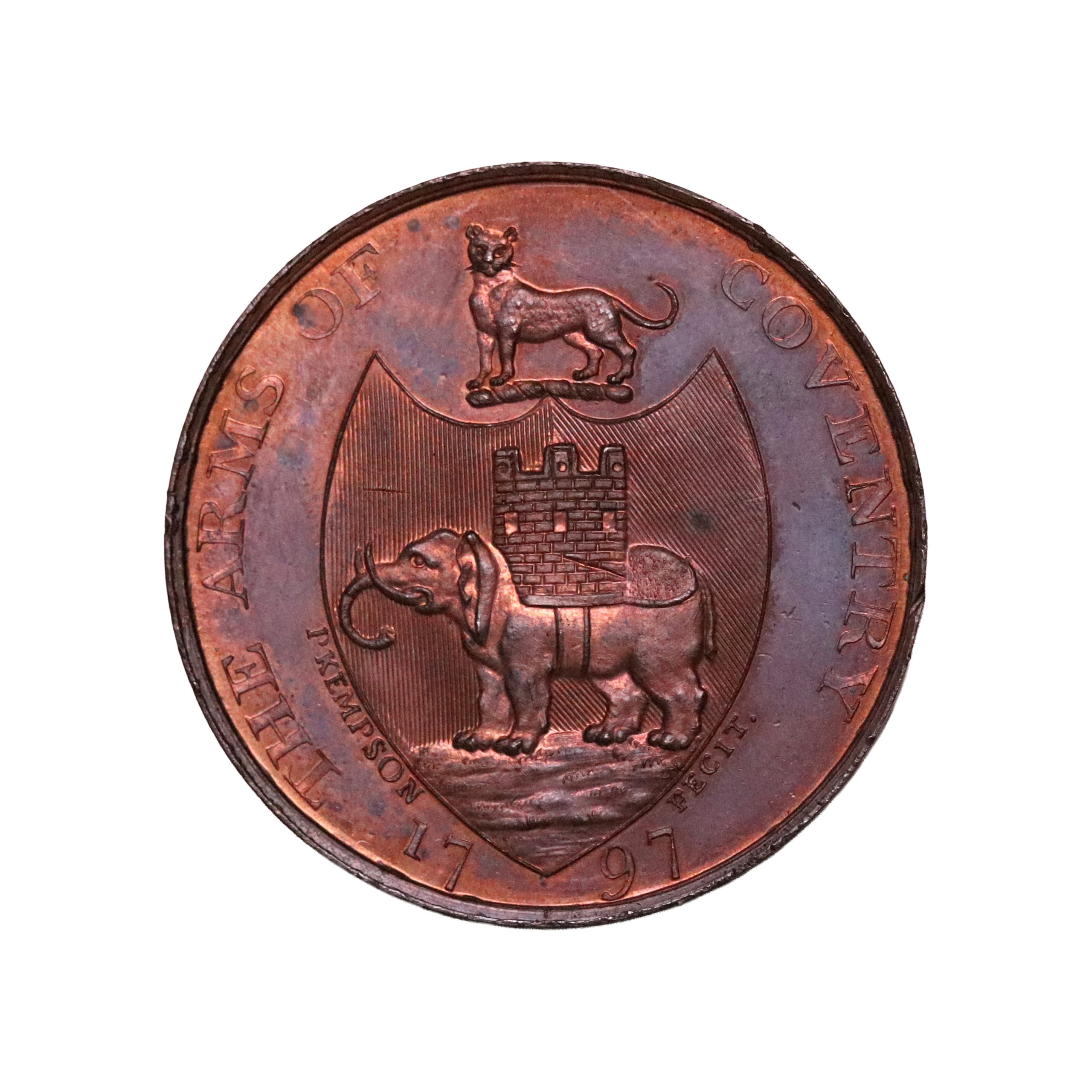 Lot 269 - Kempson's Warwickshire Coventry Halfpenny D&H 282a, much red, Gem - Image 3