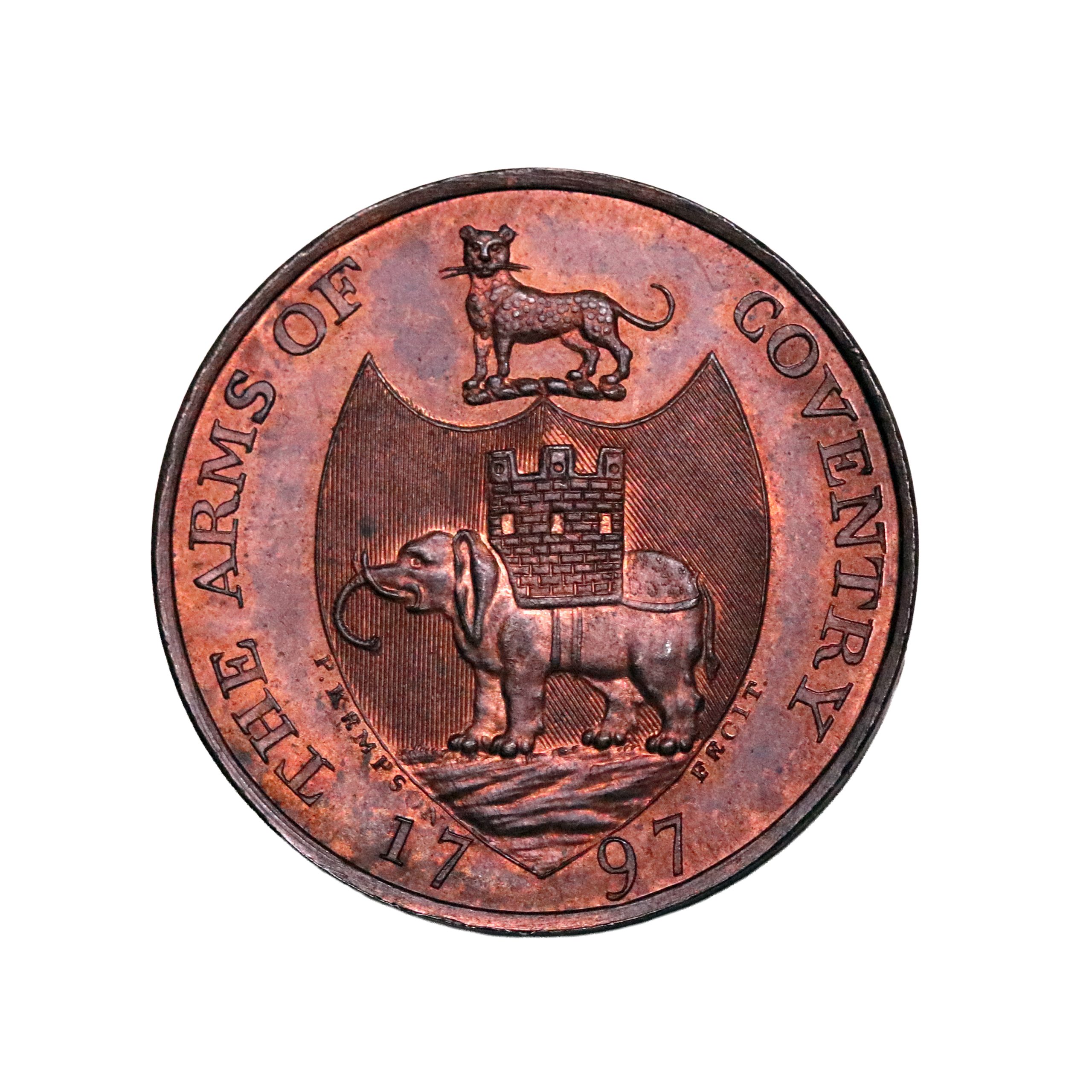 Lot 270 - Kempson's Warwickshire Coventry Halfpenny D&H 284, mostly red, Gem - Image 3
