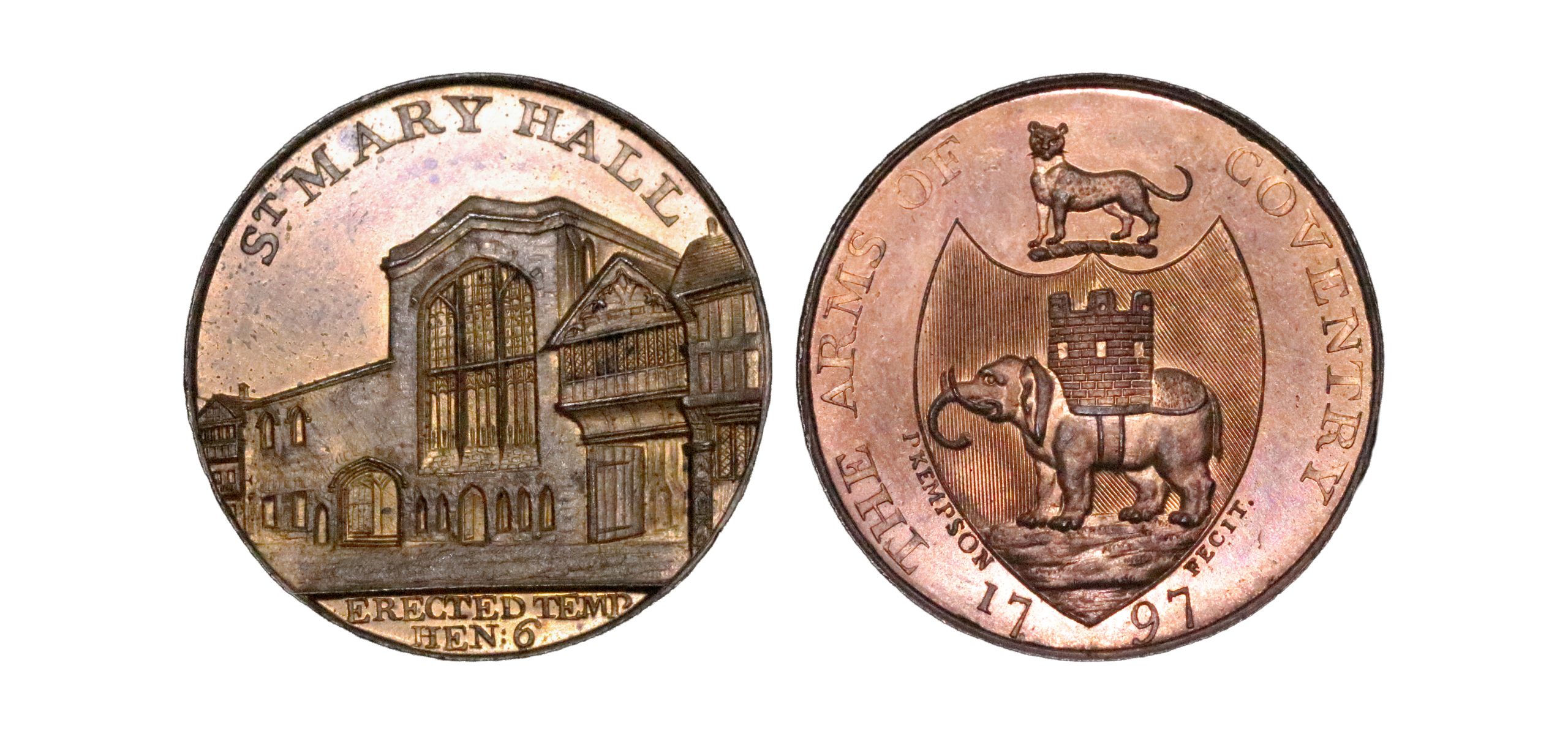 Lot 274 - Kempson's Warwickshire Coventry Halfpenny D&H 295, Full red, Gem, Ex-Deane